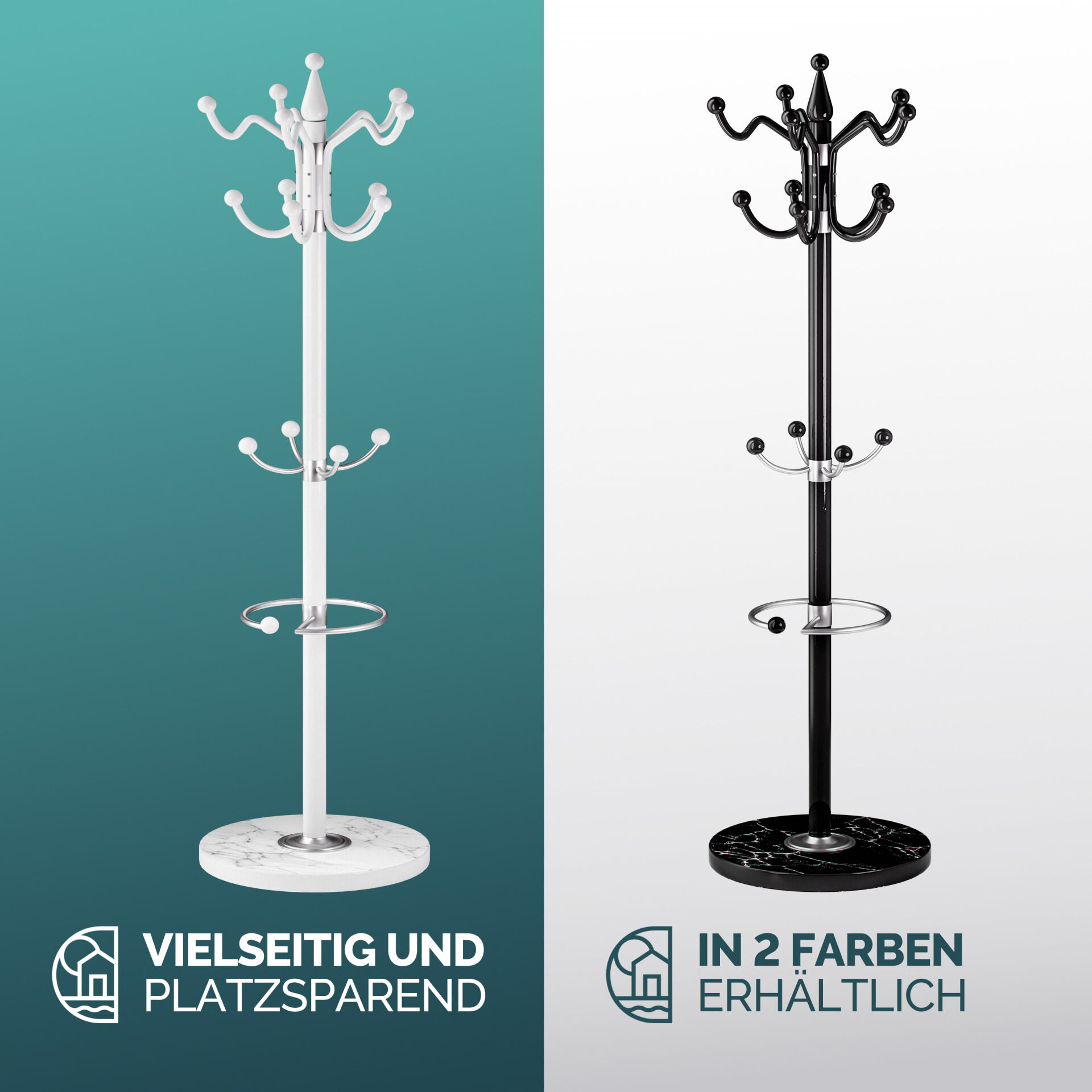 Kleiderständer Weiß 173cm geschwungen