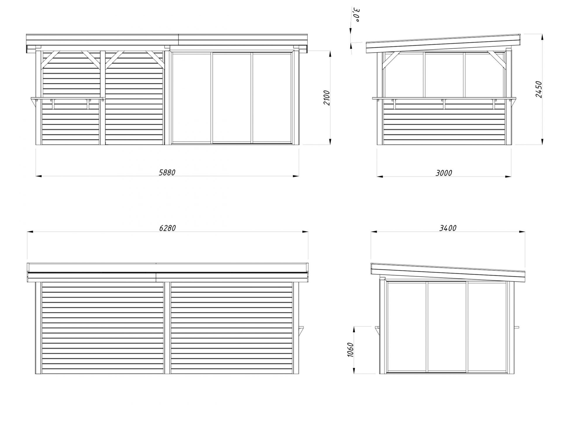 Palmako modernes Gartenhaus Lenna 16,6 m2 Set 408 Slide