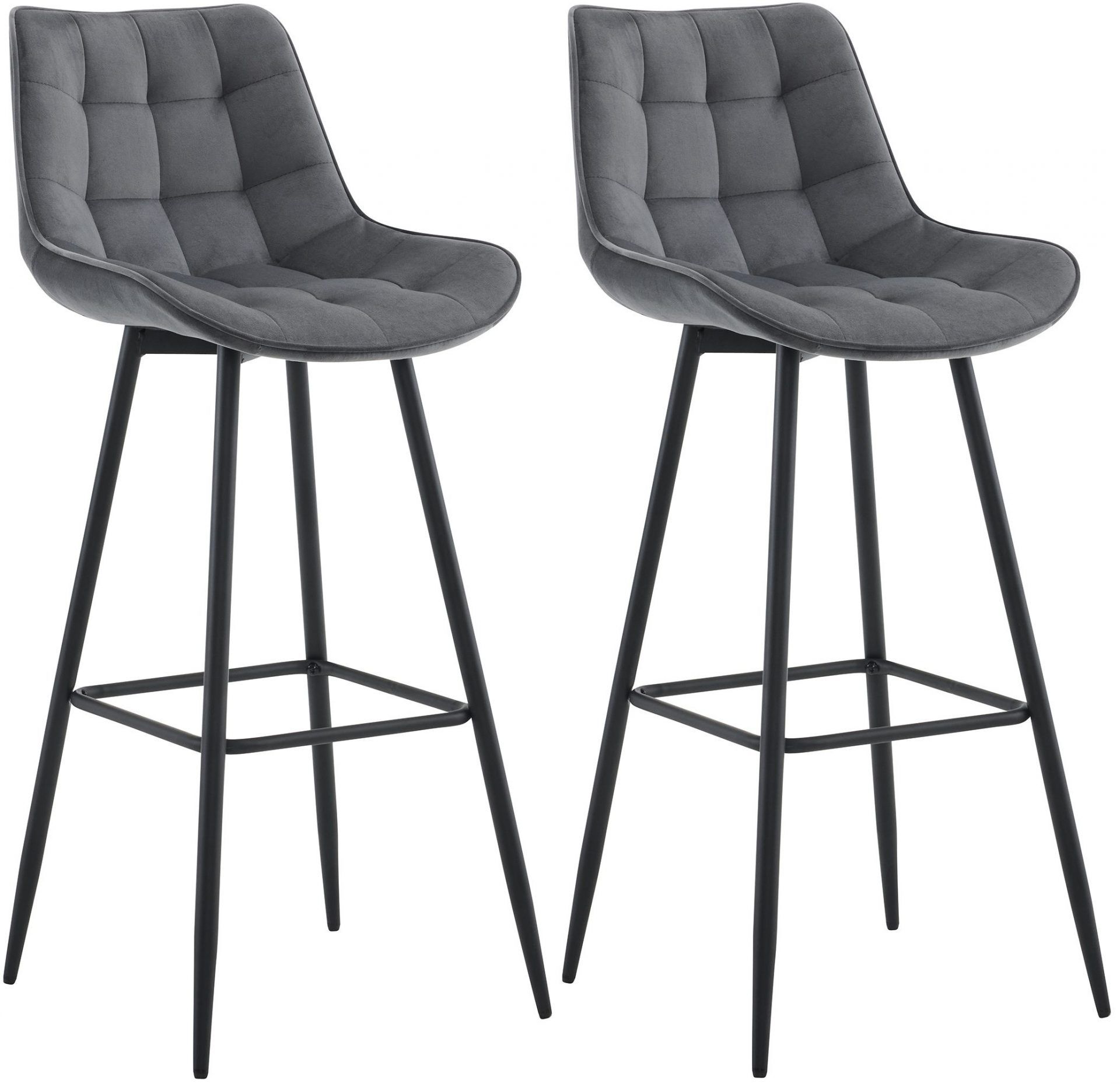 2er Set Barhocker Dartford Samt, dunkelgrau