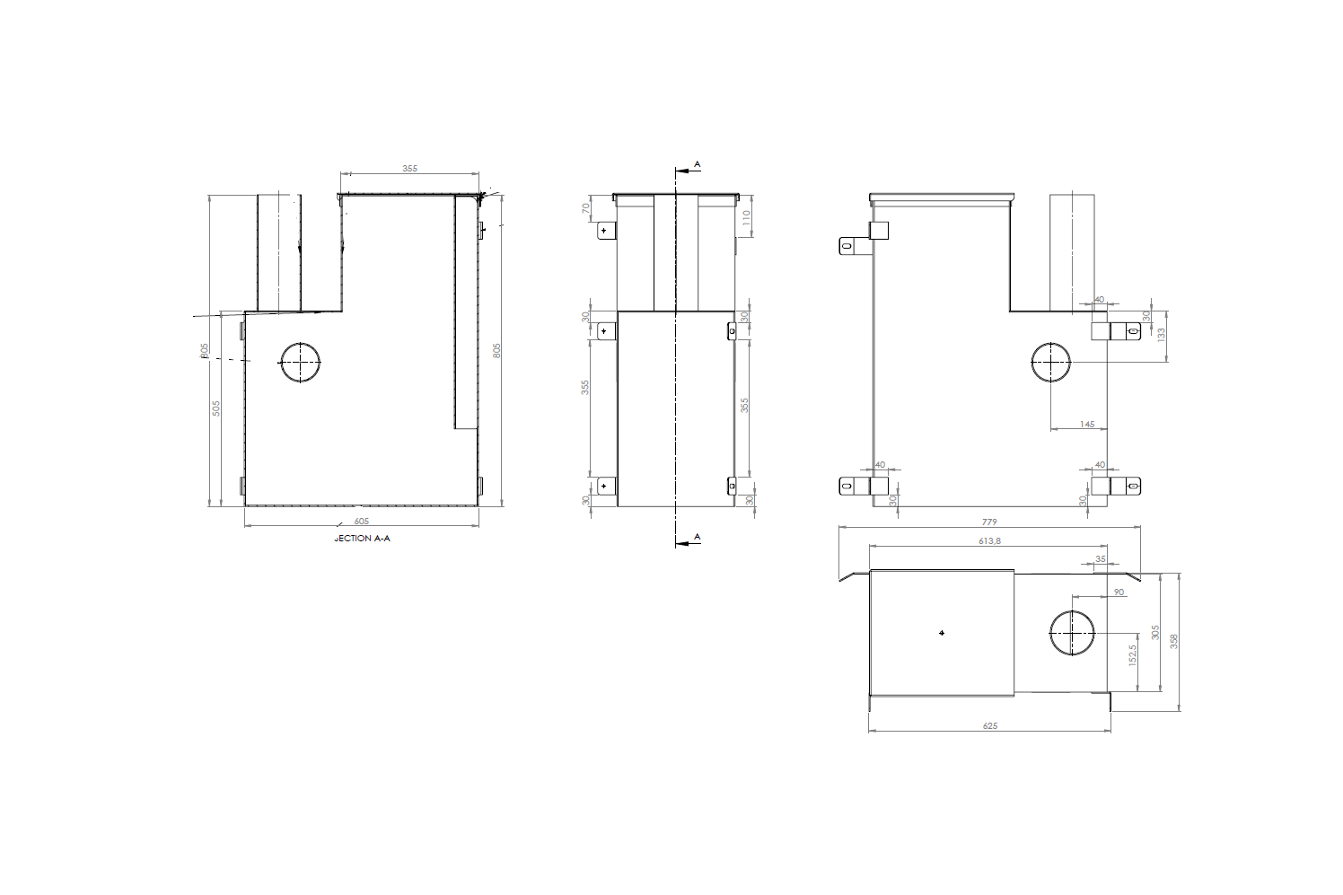 Holz Innenofen für Badebottich 25 KW, Aluminium 5754