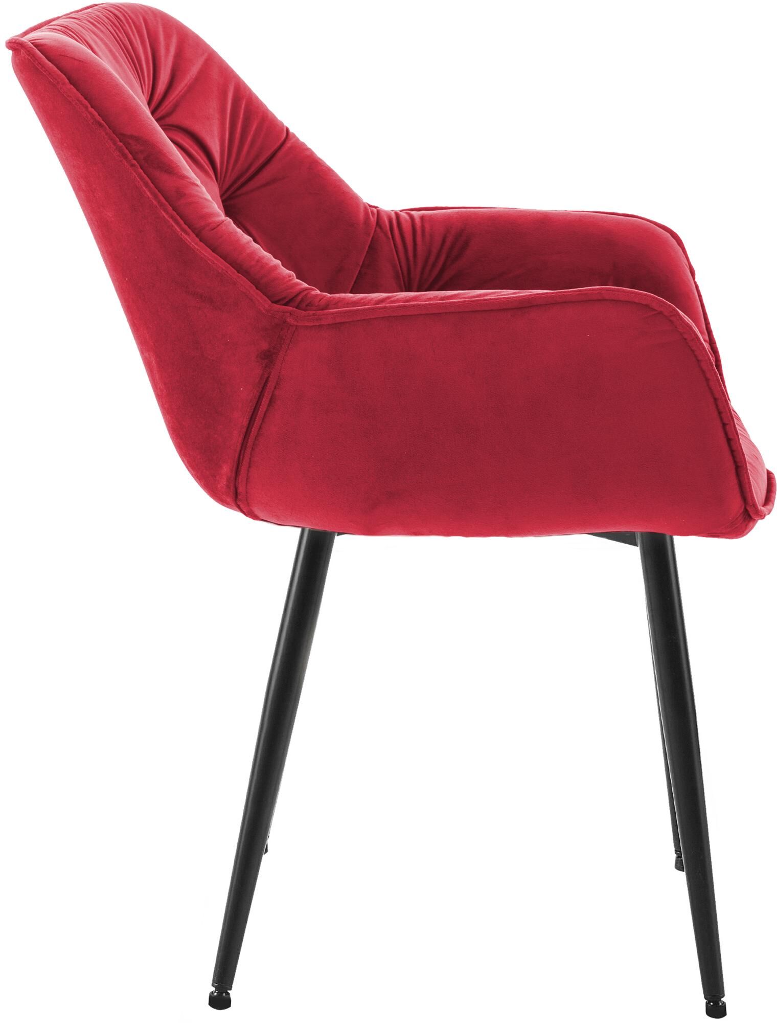 4er Set Stuhl Tanna Samt, rot