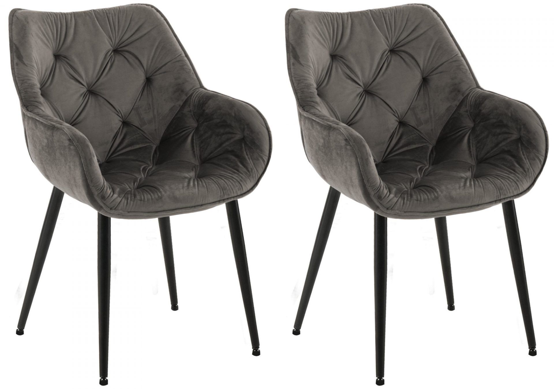 2er Set Stuhl Tanna Samt, anthrazit