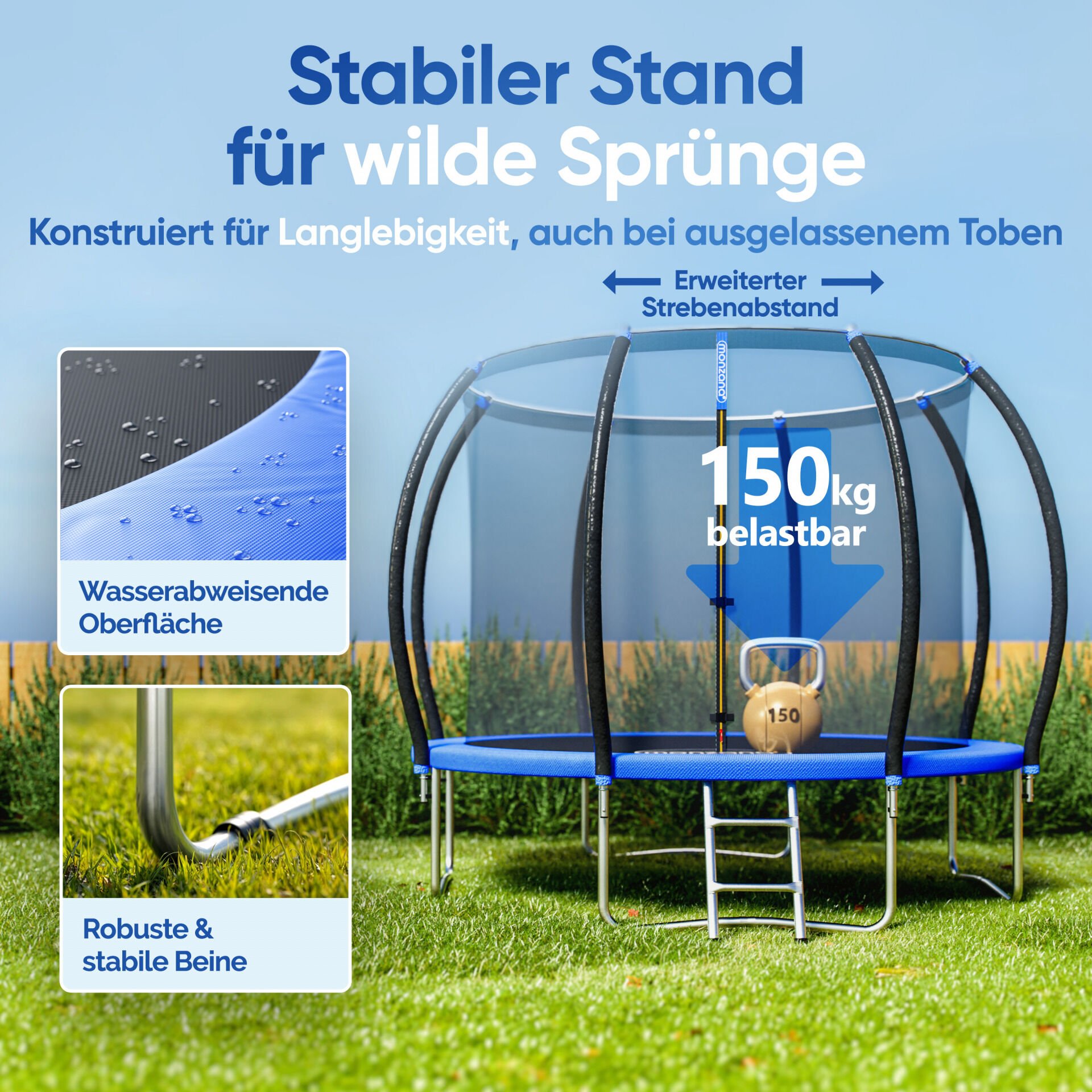 Trampolin Ø244cm Sicherheitsnetz innen TÜV GS