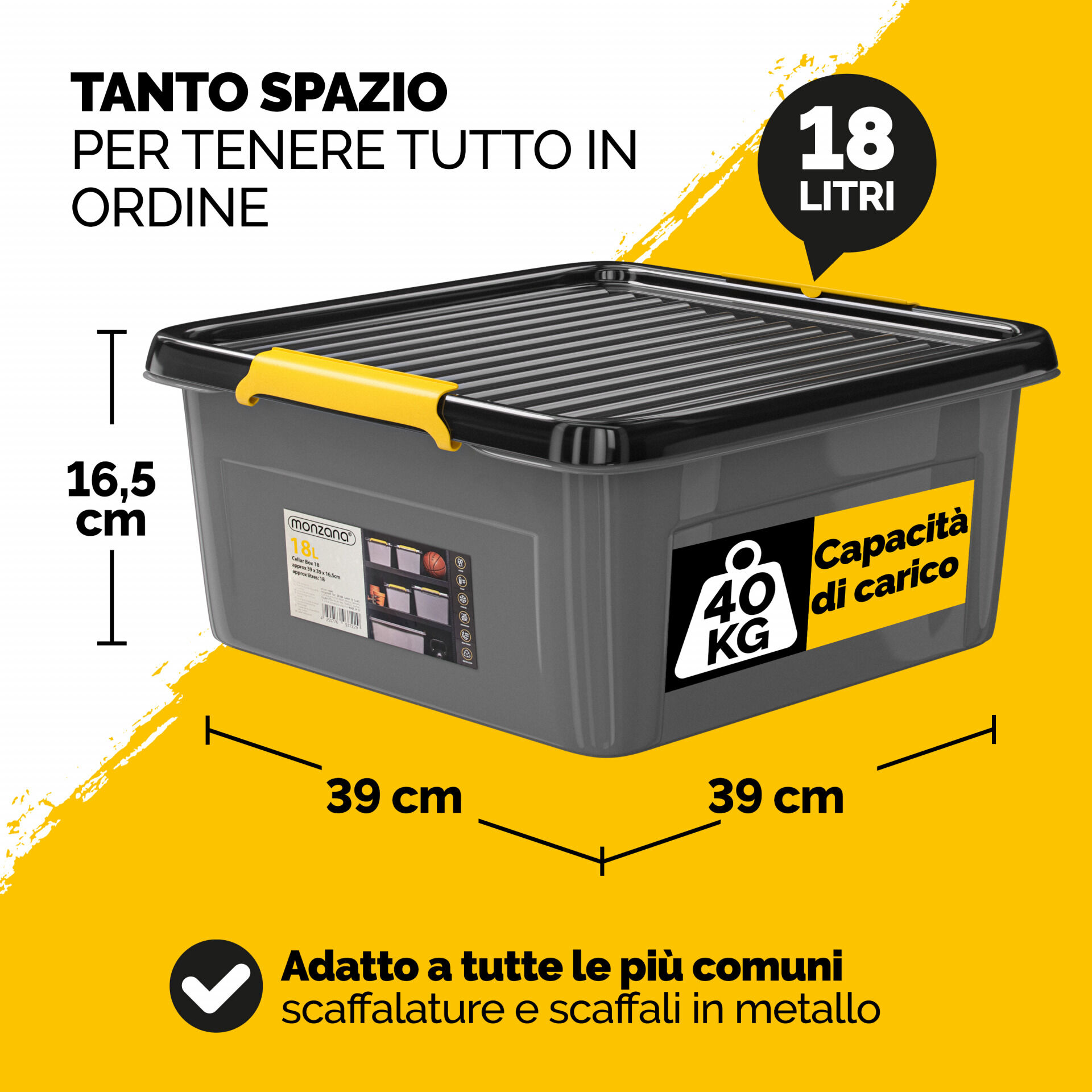 Aufbewahrungsbox Grau/Anthrazit 39x39x16cm stapelbar