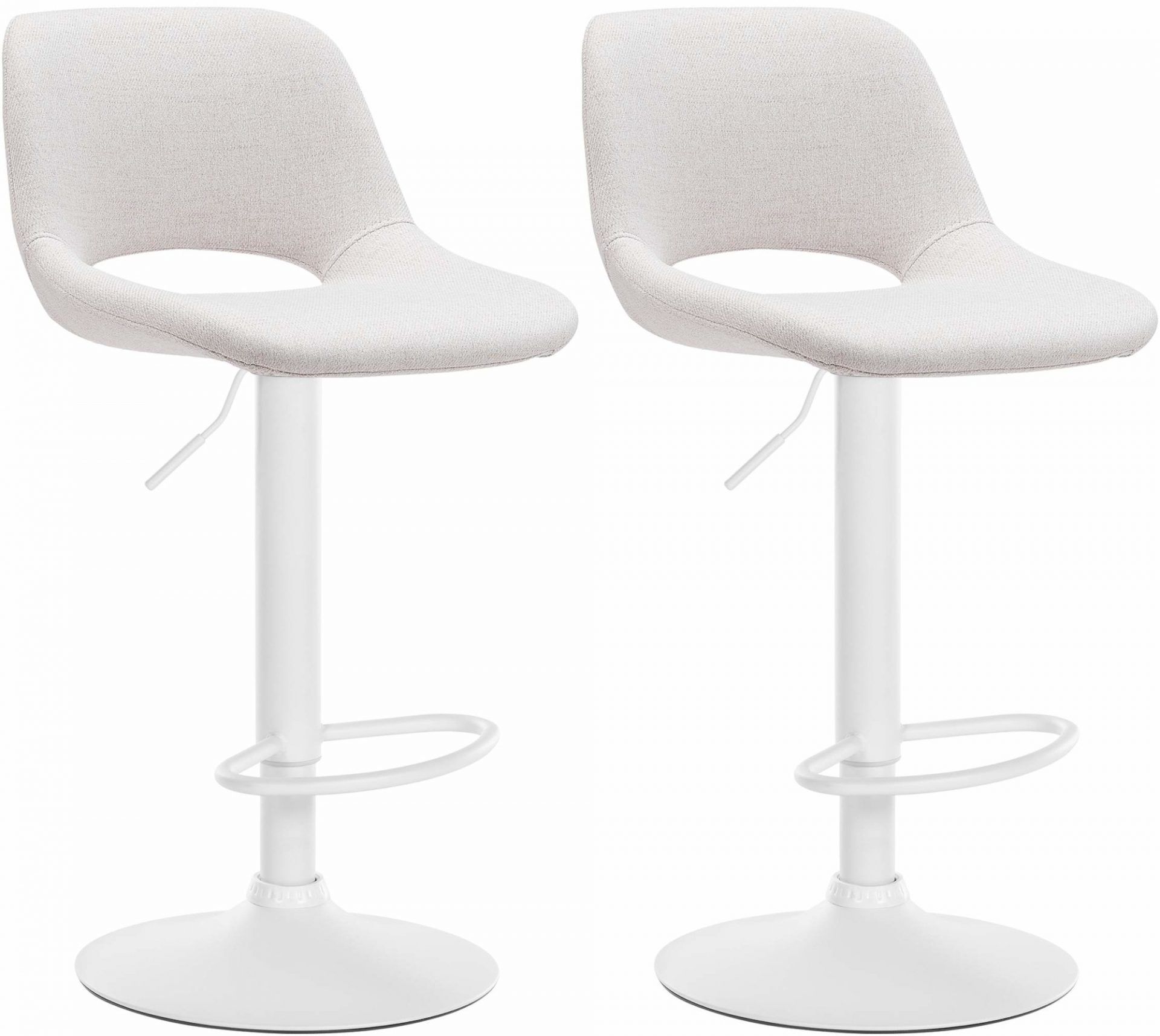 2er Set Barhocker Camden Stoff weiß, creme