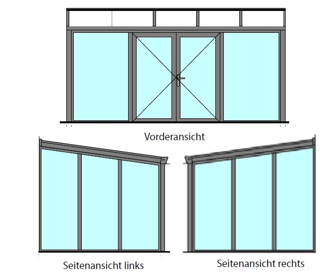Gartenzimmer mit Doppeltür und Polycarbonat Dacheindeckung, 300, 250, opal