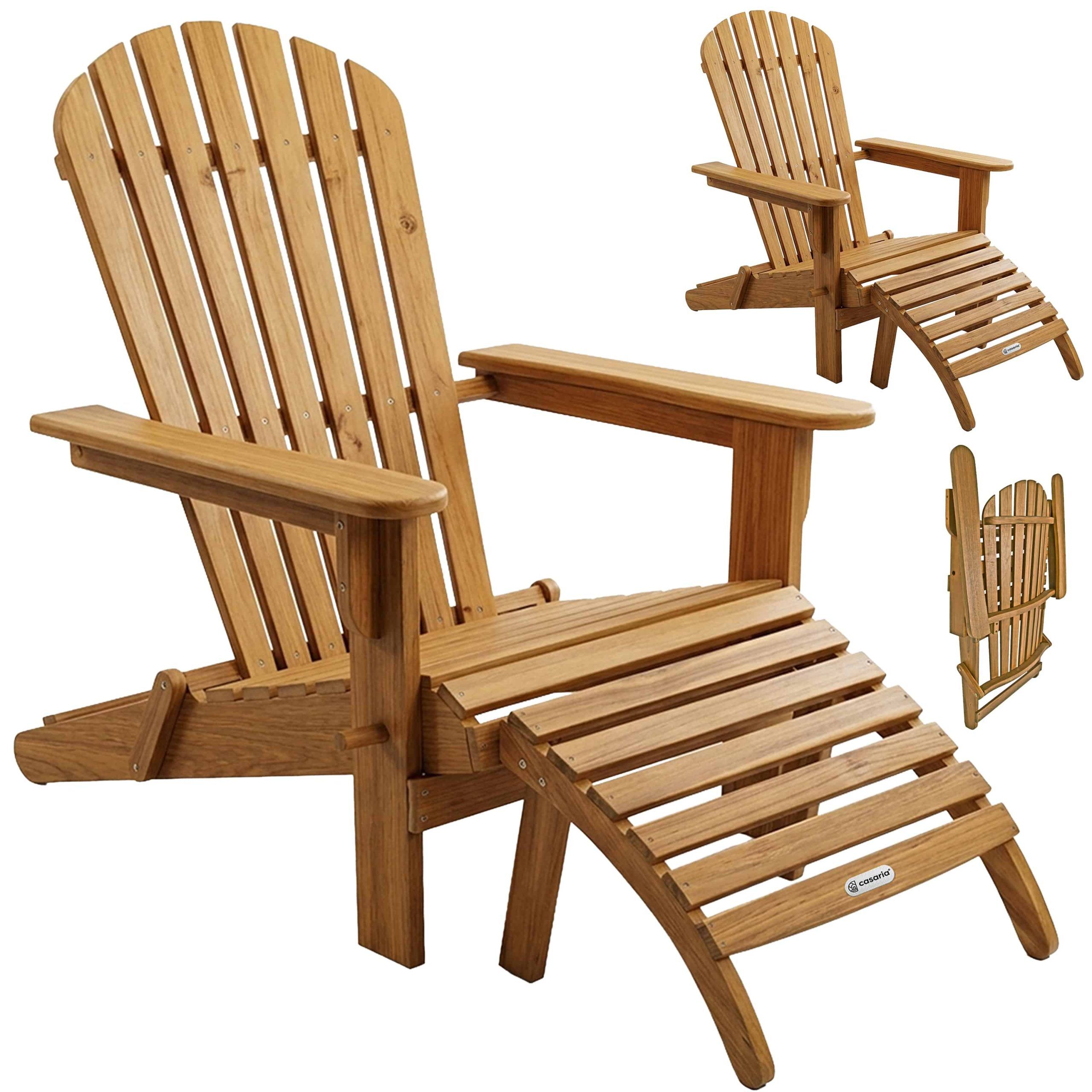 Liegestuhl Adirondack 2er-Set Akazienholz + Fußstützen