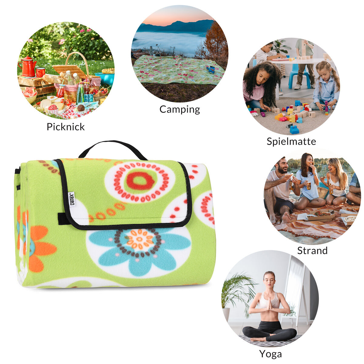 Picknickdecke Blumen 2x2m