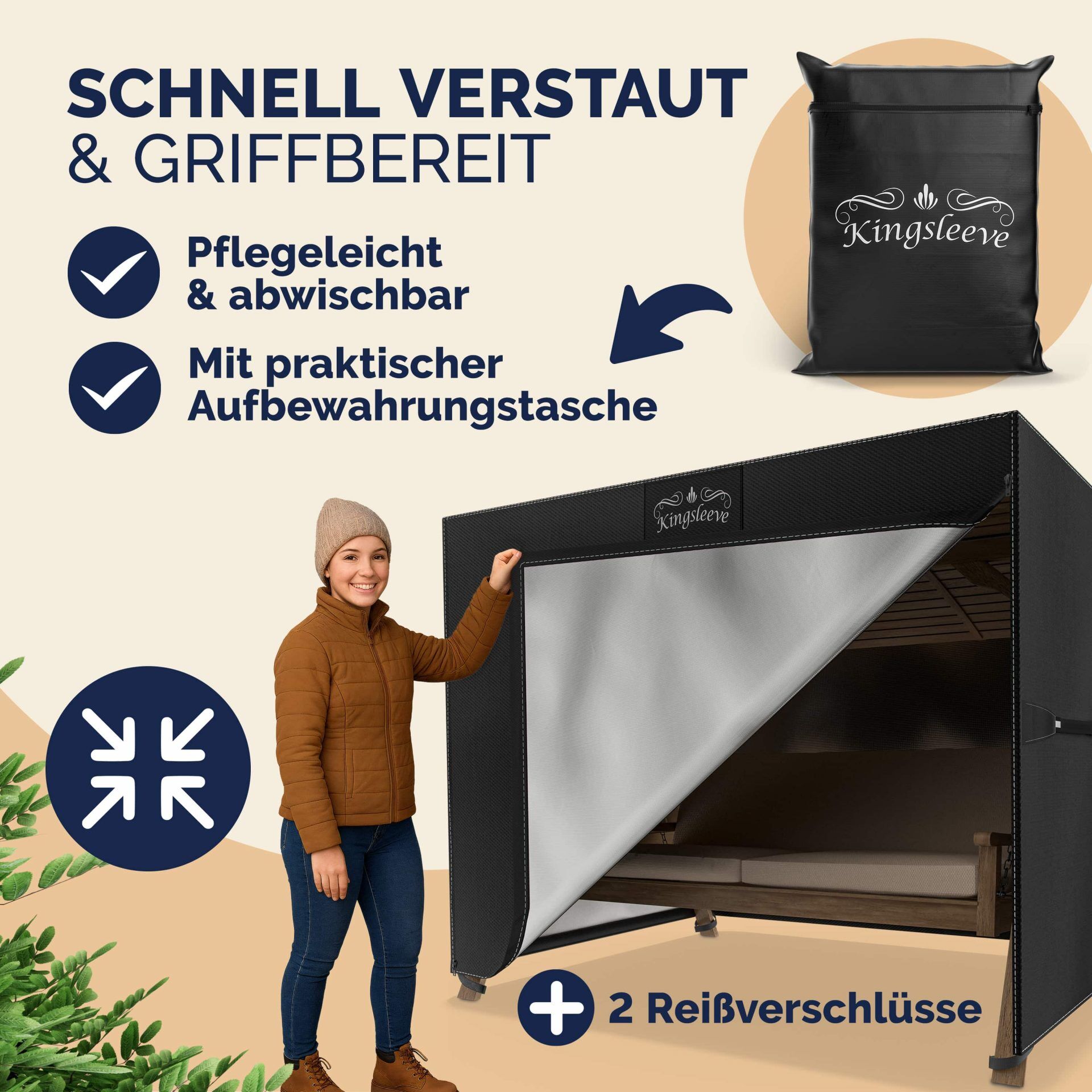 Abdeckplane Hollywoodschaukel Anthrazit 210x150x150cm 9100mm Wassersäule