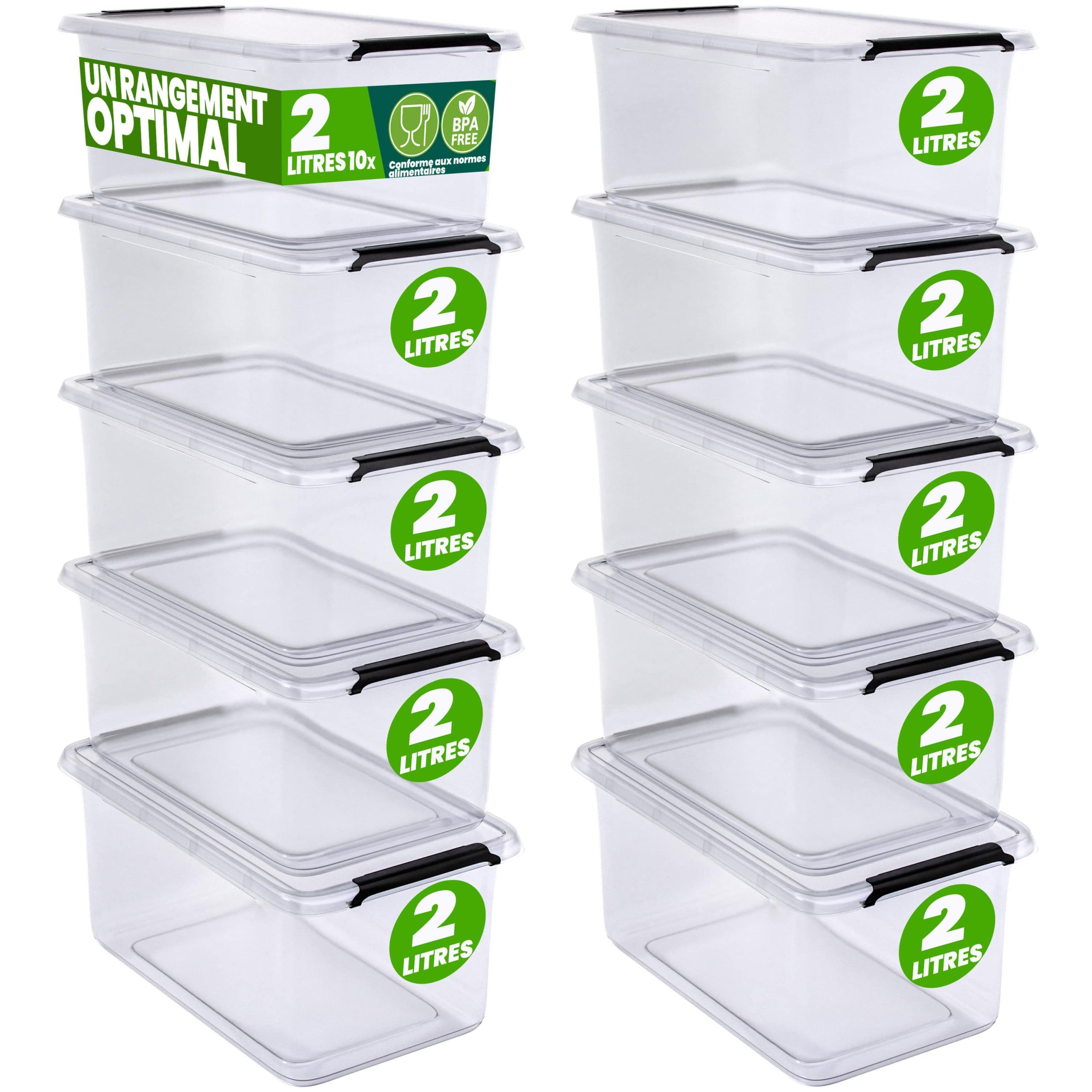 Aufbewahrungsbox 10er-Set 20x15x12cm 2L transparent stapelbar BPA-frei