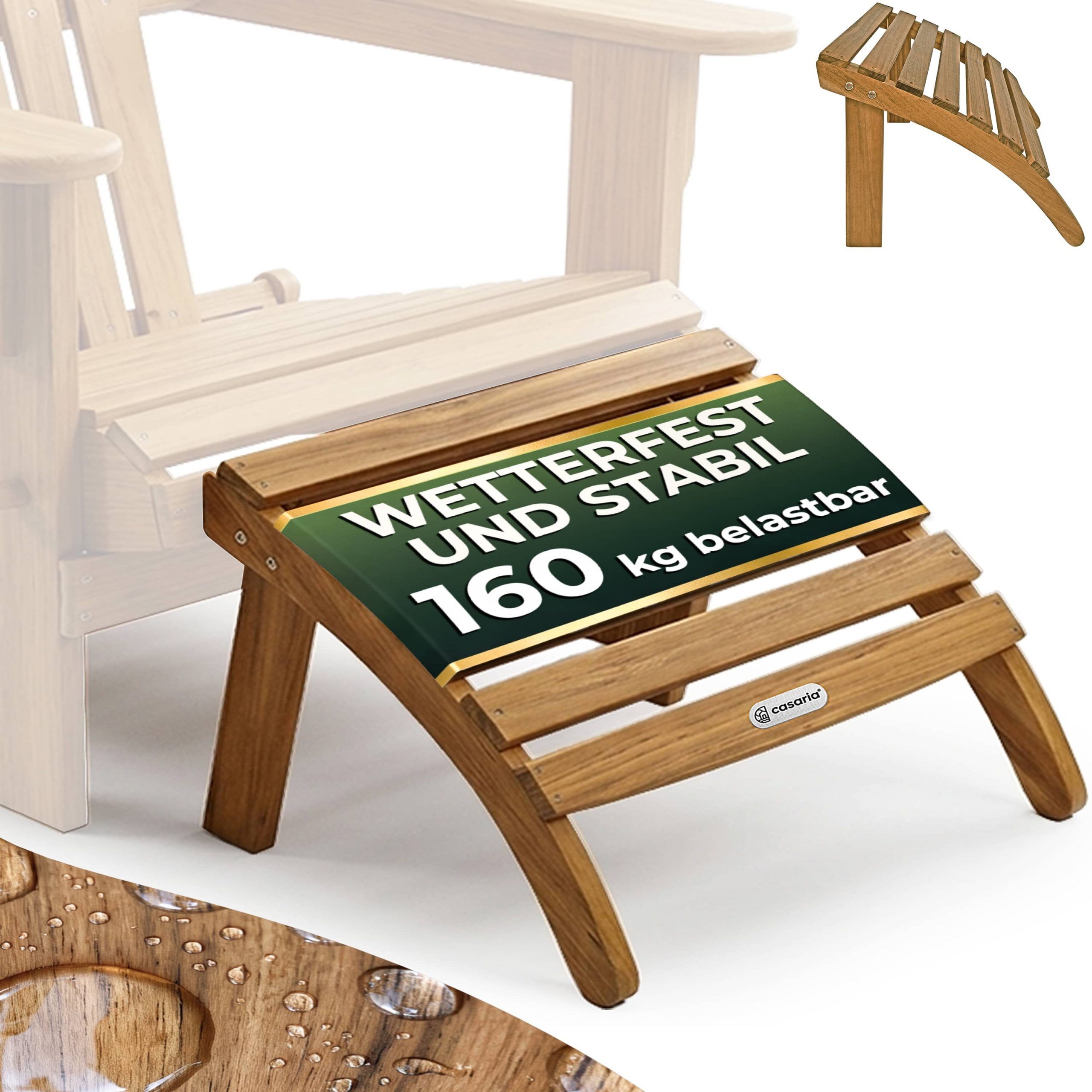 Fußstütze Akazienholz für Adirondack Gartenstuhl