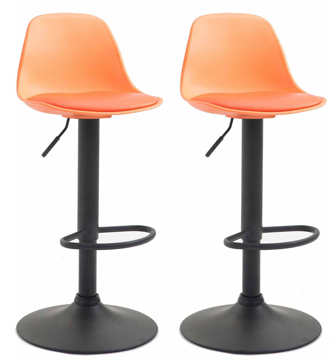 2er Set Barhocker Kiel Kunststoff schwarz, orange