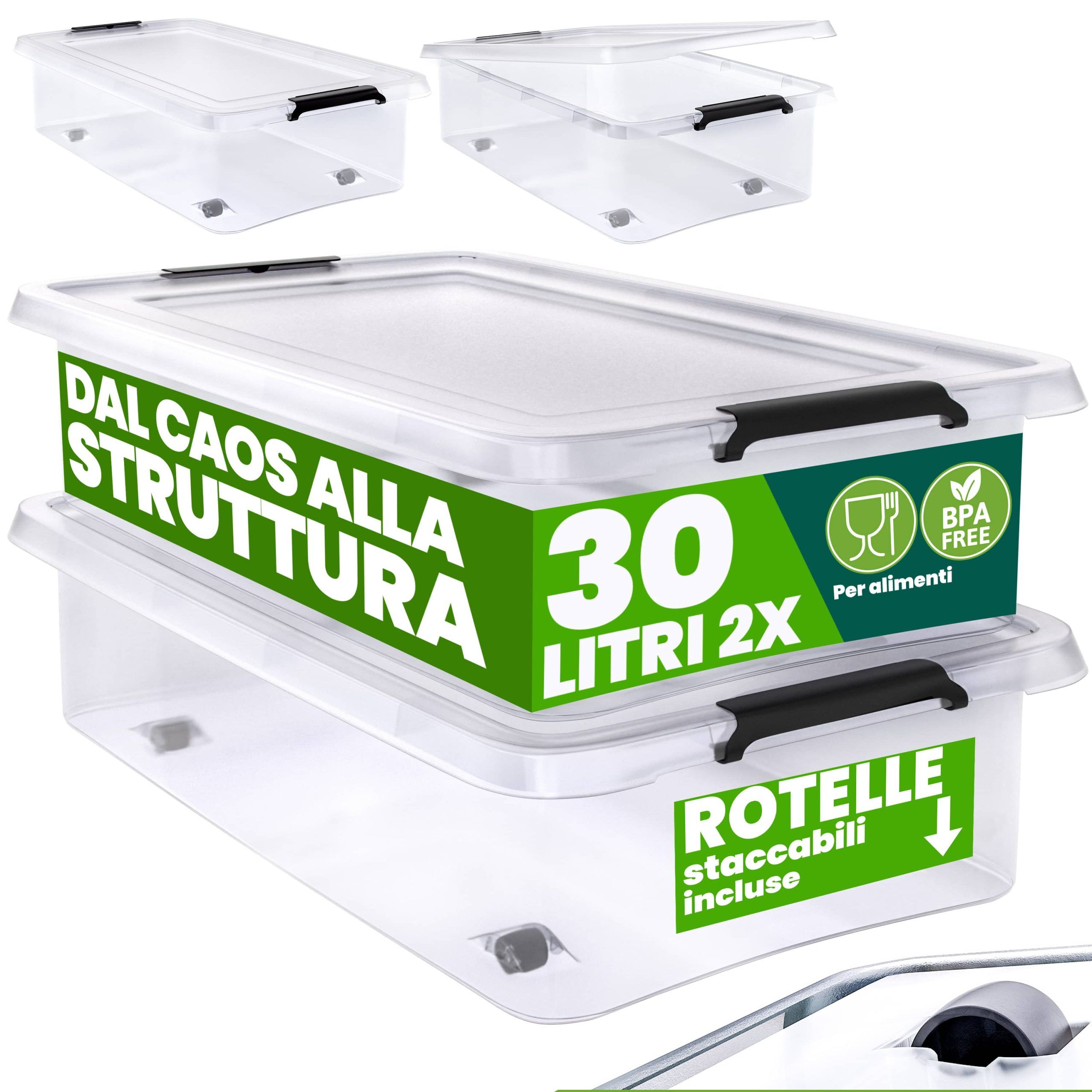 Aufbewahrungsbox 2er-Set Transparent 60x40x17cm 30L stapelbar