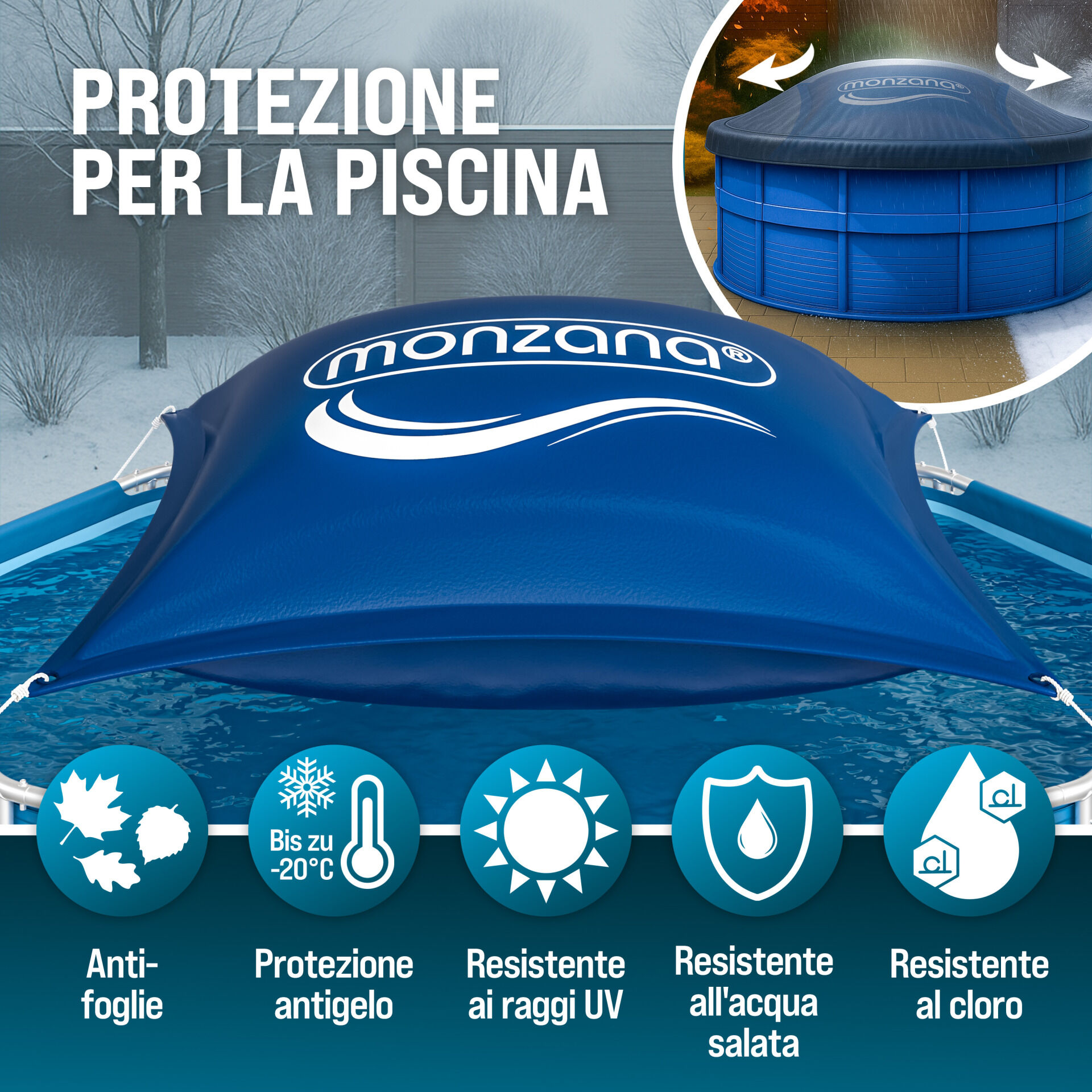 Poolkissen Blau 120x120cm -20°C