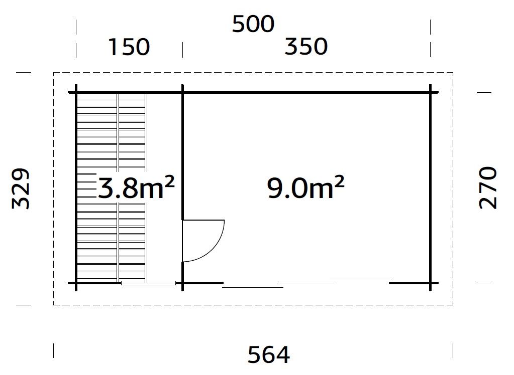 Palmako Pultdach Saunahaus Sanna 12,8 m² mit Schiebetür, Einfachverglasung