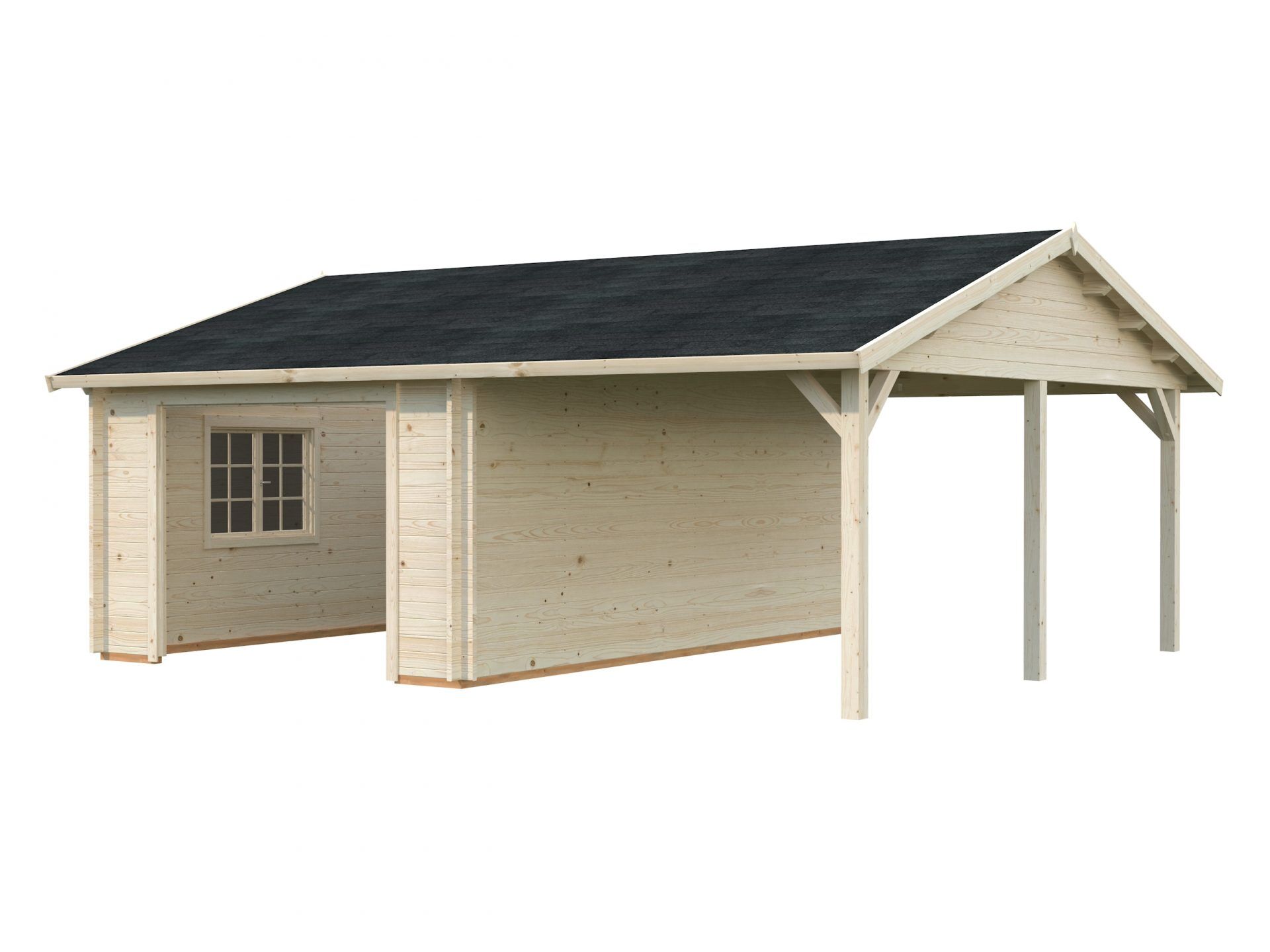 Palmako Holzgarage Roger 19,0+16,2 m2 ohne Tor