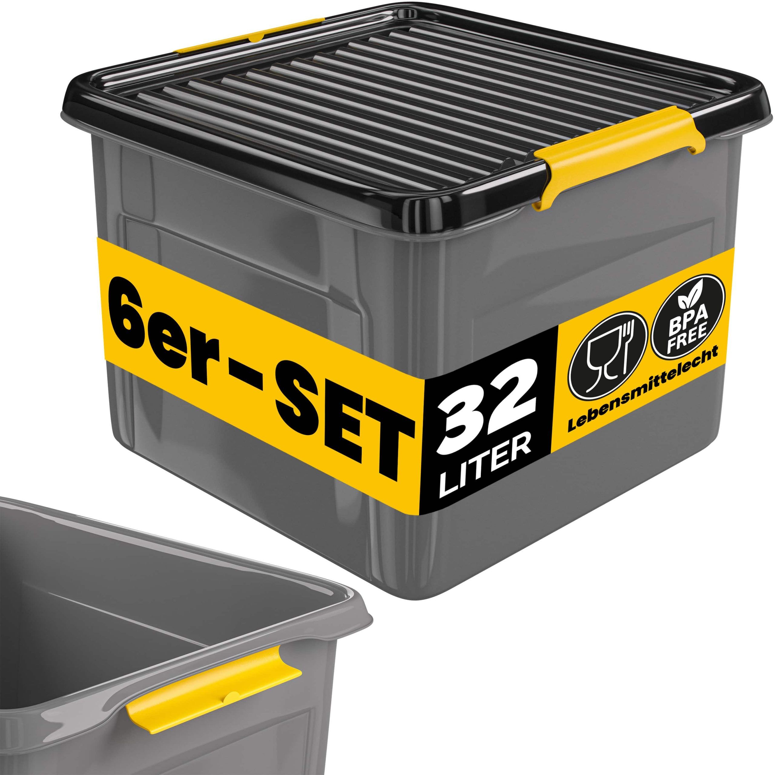 Aufbewahrungsbox 6er-Set Grau/Anthrazit 39x39x26cm stapelbar