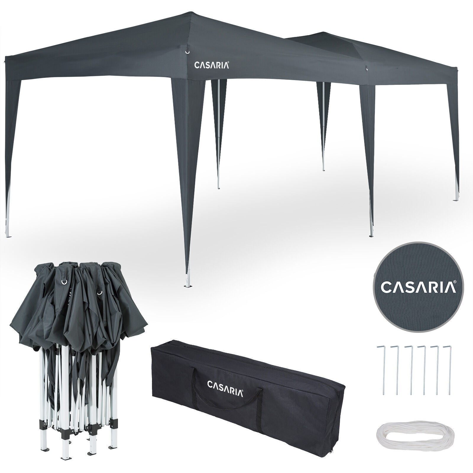 Faltpavillon Anthrazit 3x6m UV-Schutz 50+