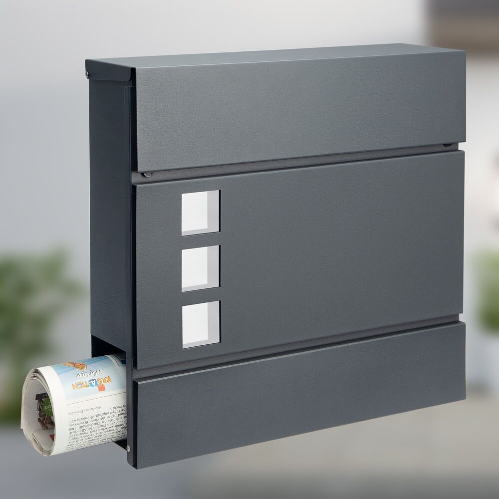 Designer Briefkasten mit Sichtfenster Anthrazit