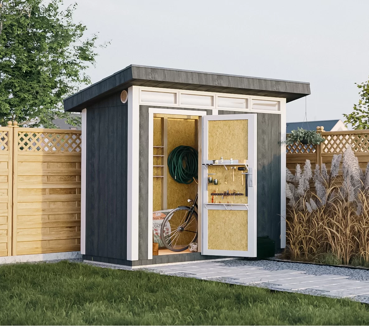 Pultdach Gartenhaus Norge mit LP® SmartSide® M901 – 250 x 118 cm – 3 m2