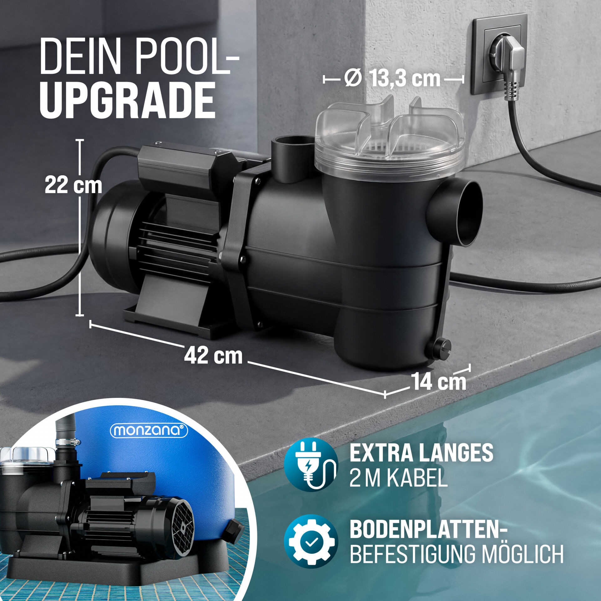 Pumpe Sandfilteranlagen 9960 L/h inkl Vorfilter