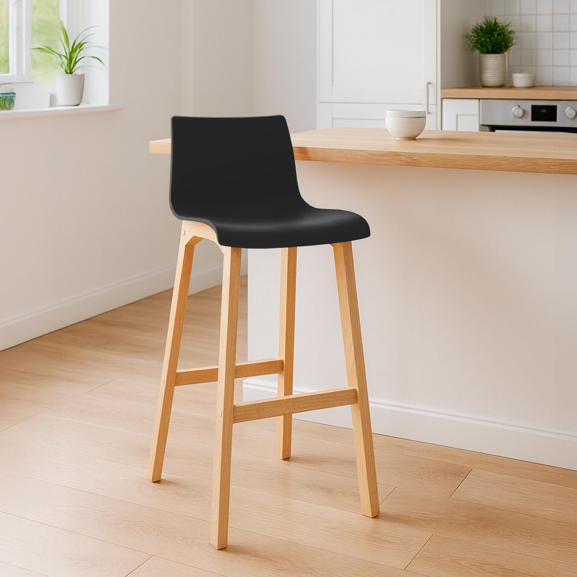 2er Set Barhocker Hoover Natura, schwarz