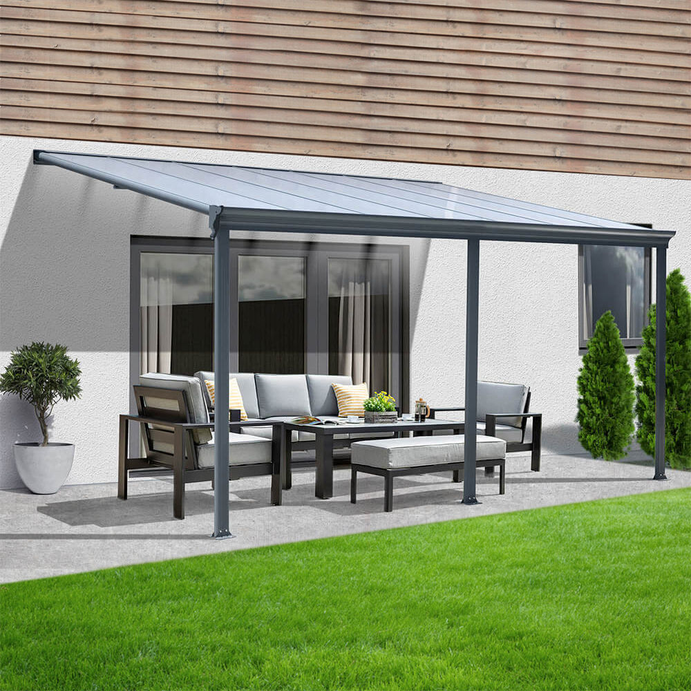 Terrassenüberdachung SOLIS - 557 / 564 x 303 / 300 x 278 / 226 cm Grau