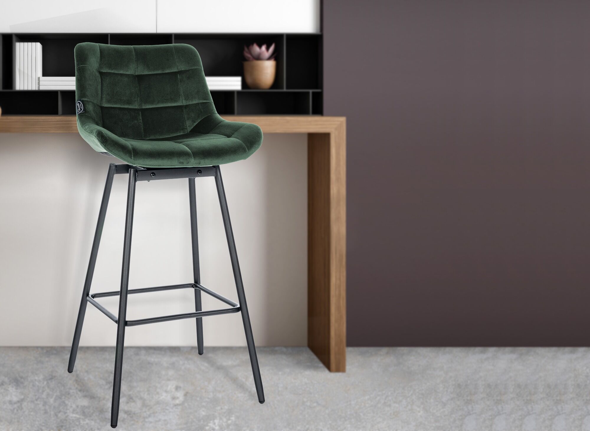 Barhocker Weston Schwenkbar Samt, dunkelgrün