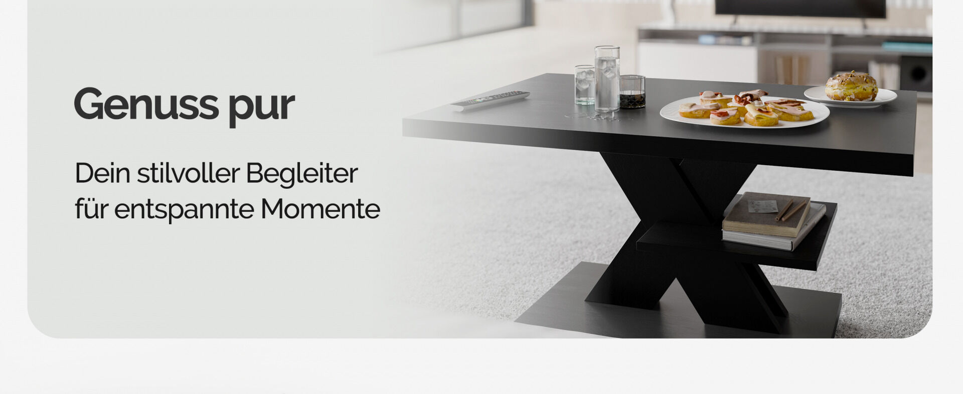 Couchtisch Detroit Schwarz 90x60x45cm