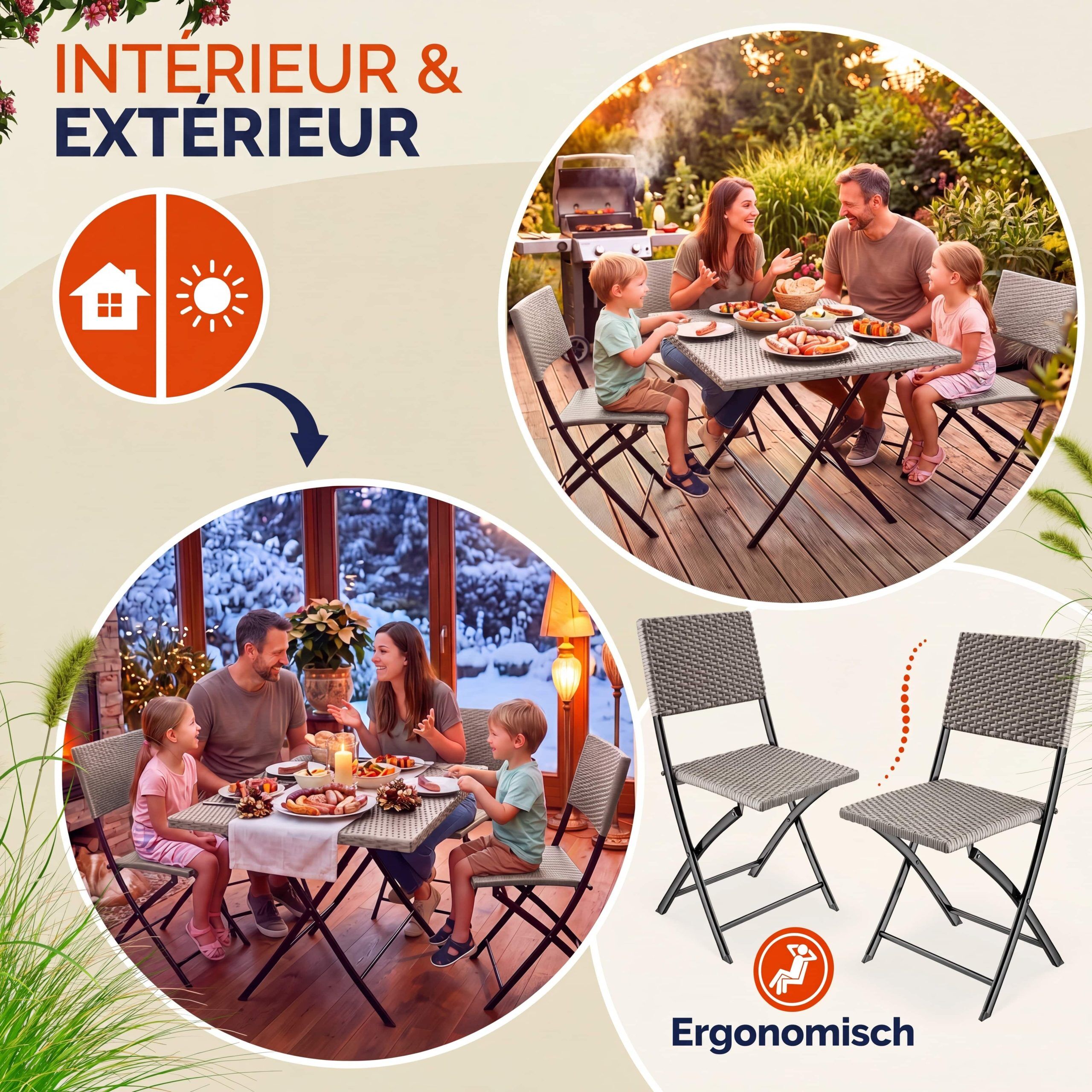 Polyrattan Gartensitzgruppe 3-tlg Creme