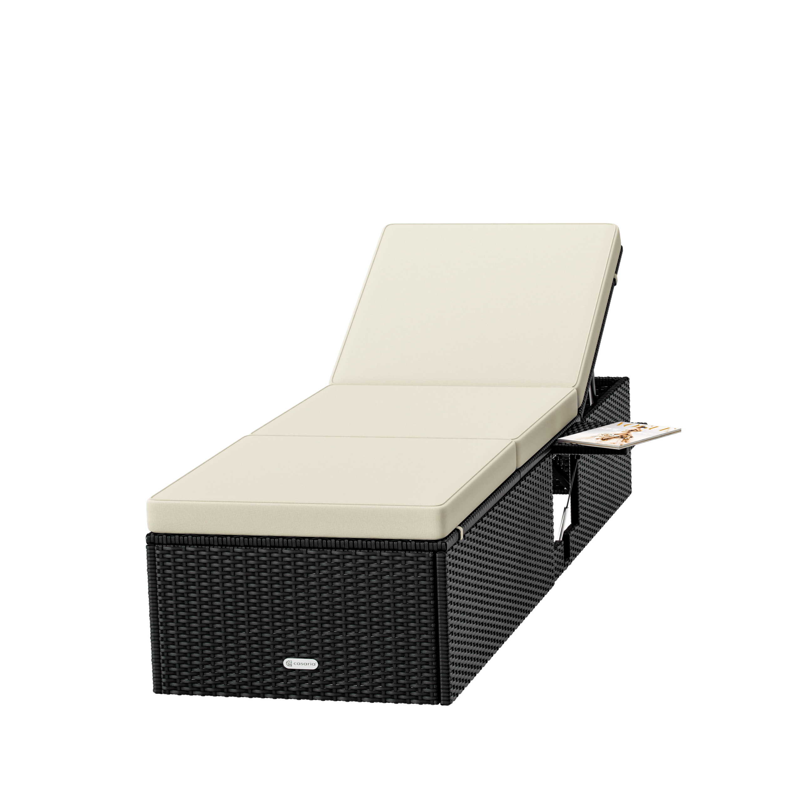 Polyrattan Gartenliege Schwarz/Creme 200x58x33cm