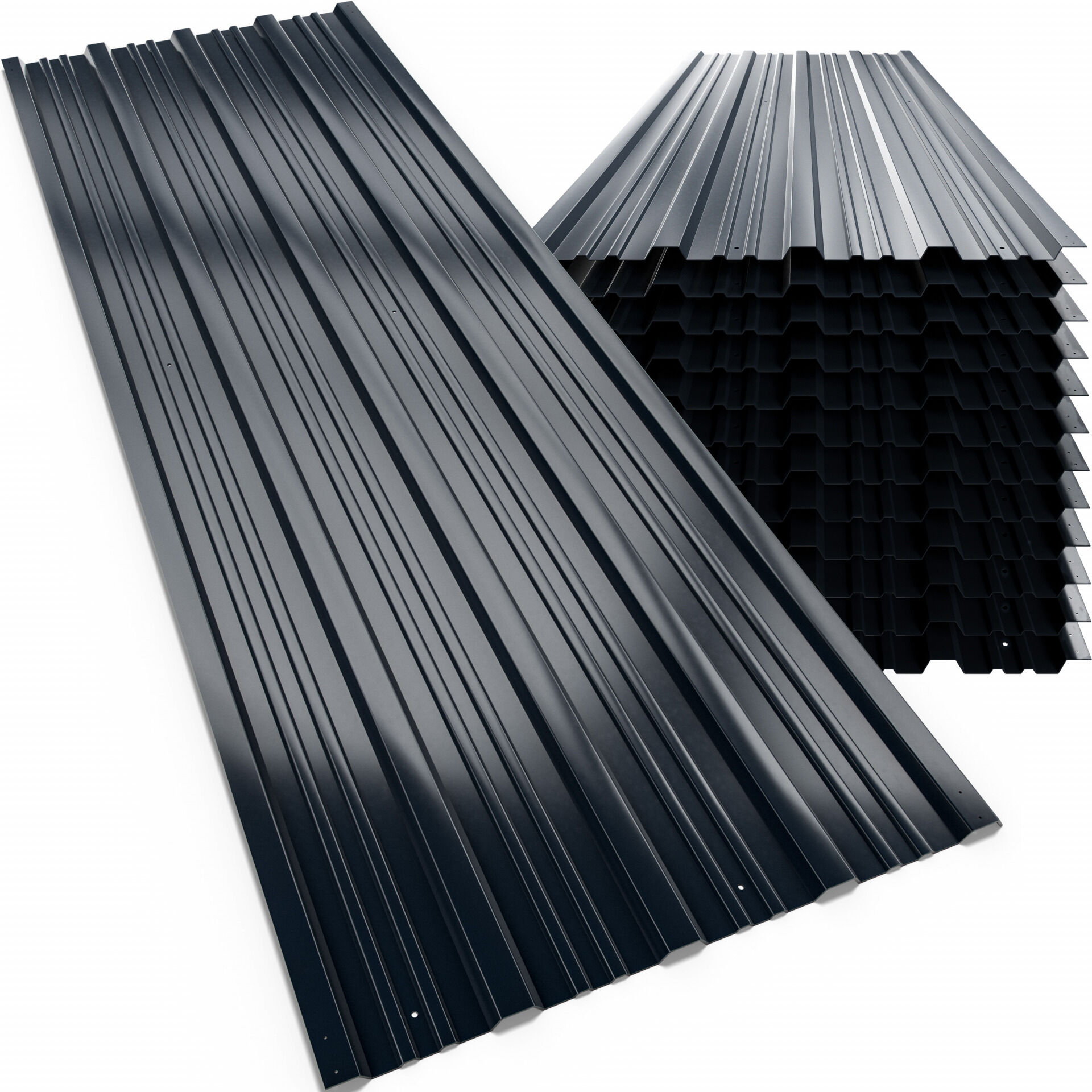 Trapezblech 12er-Set Grau 129x46cm gelocht