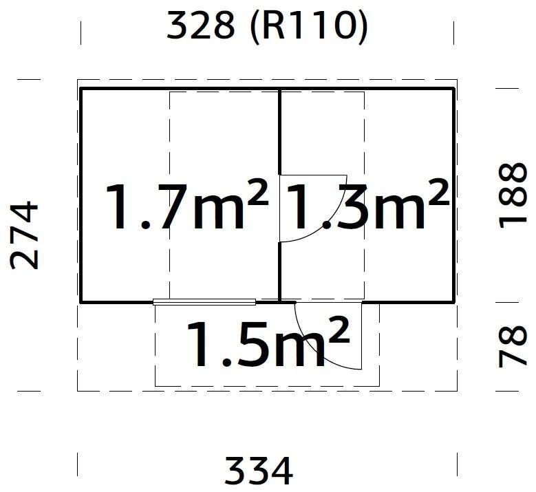 Grundriss Palmako Fasssauna Anette 3,0+1,5 m²