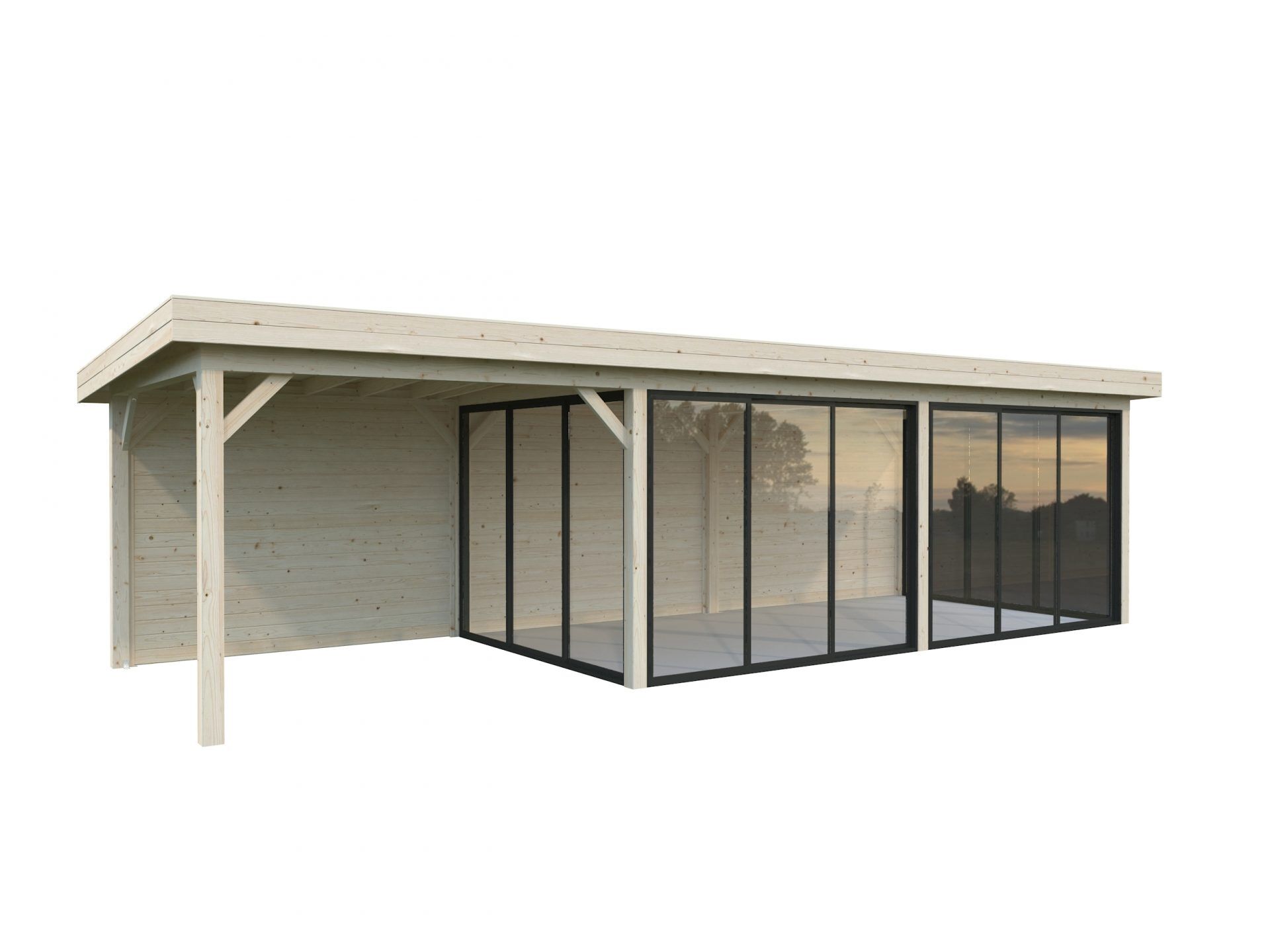 Palmako Modernes Gartenhaus Lenna 24,9 m² Set 718 Slide Plus