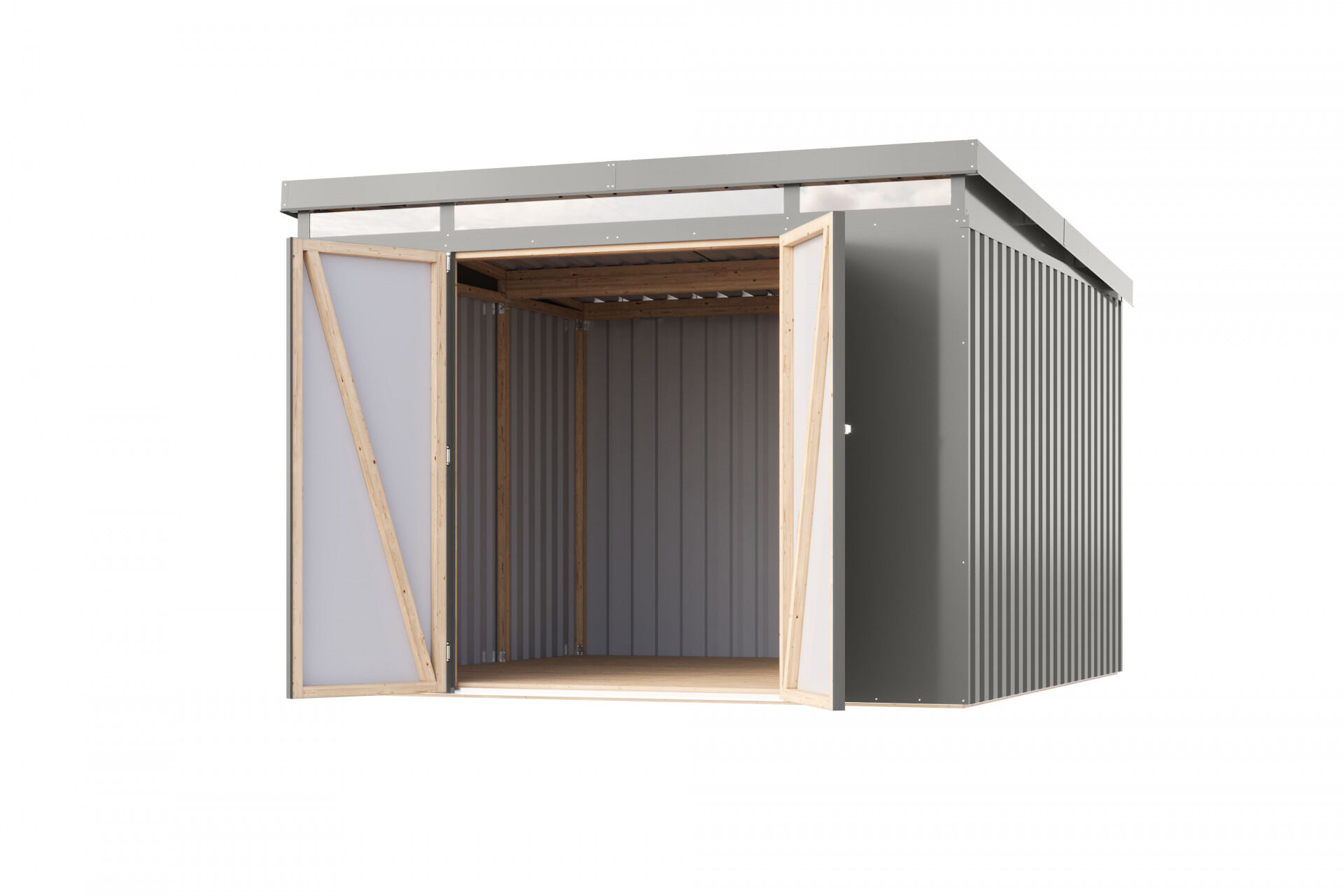 Karibu Pultdach Metall Gartenhaus Iridium 3,5, graualuminium