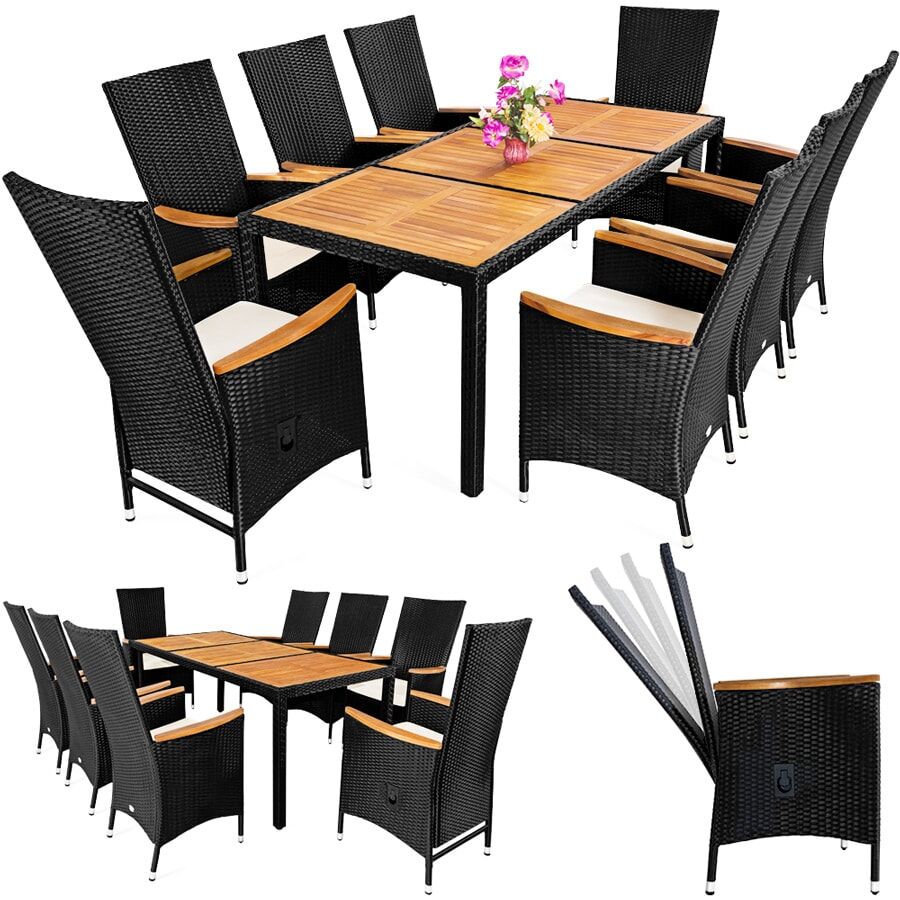 Polyrattan Garten-Sitzgruppe Rio 9-tlg Schwarz