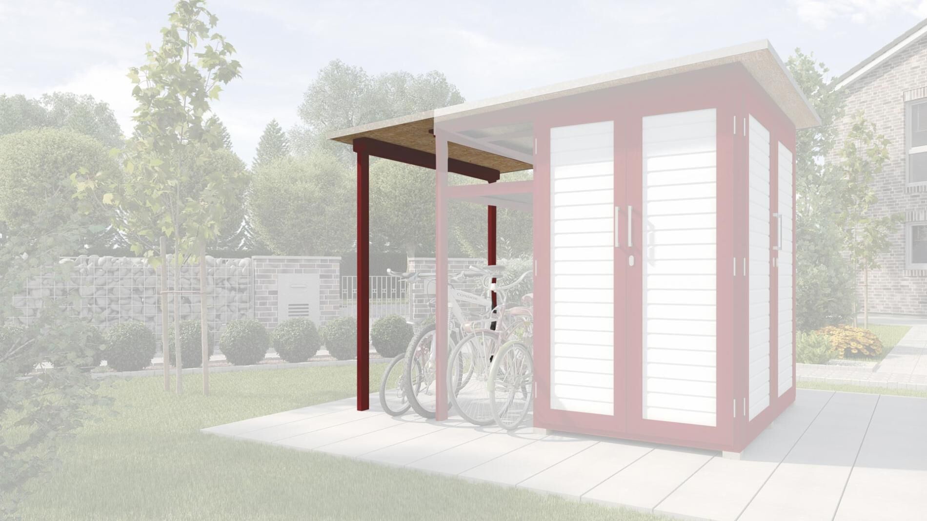 weka Garten [Q] Modul Family, seitlicher Anbau offen, schwedenrot/weiß