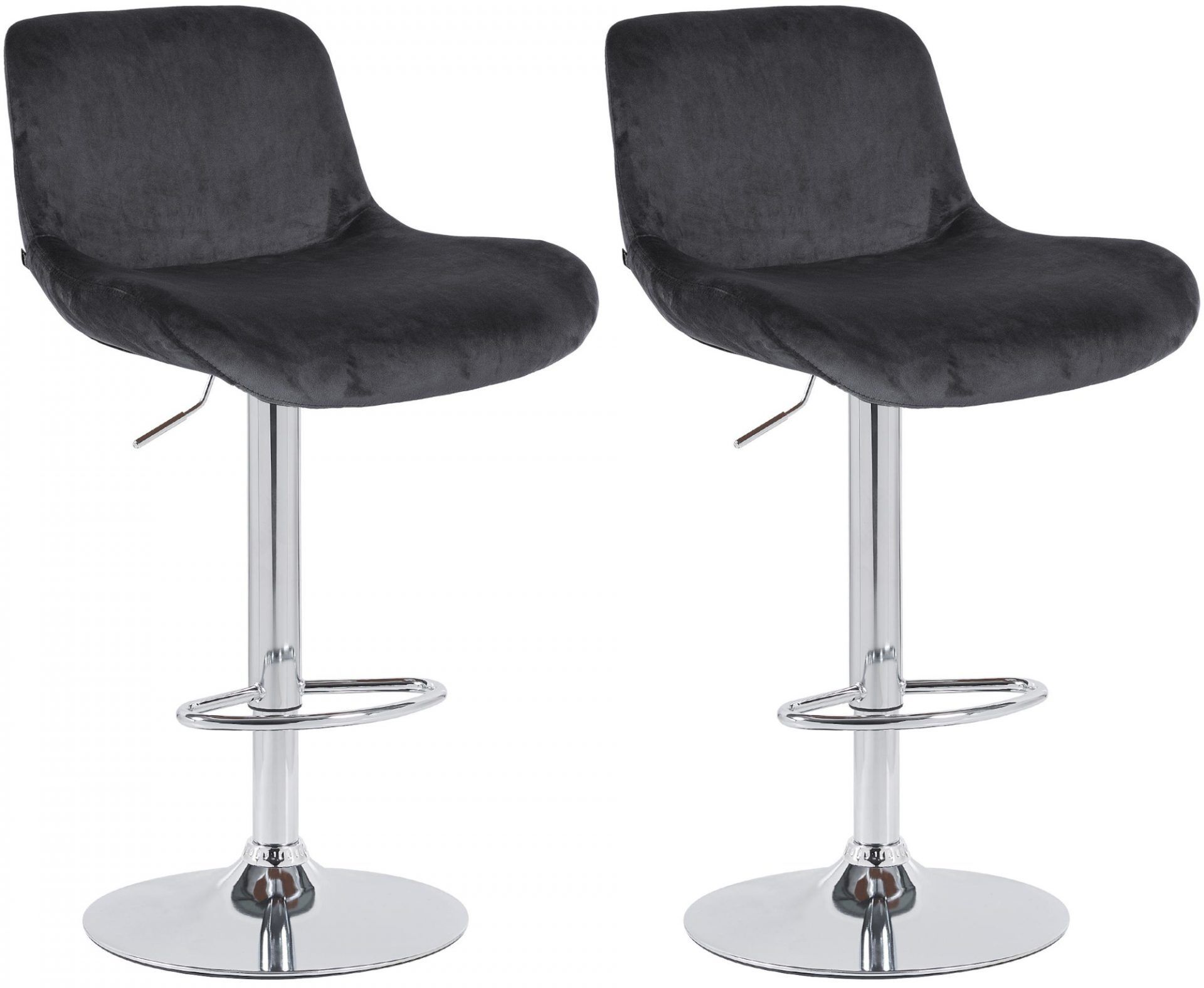 2er Set Barhocker Solon Chrom Samt, schwarz