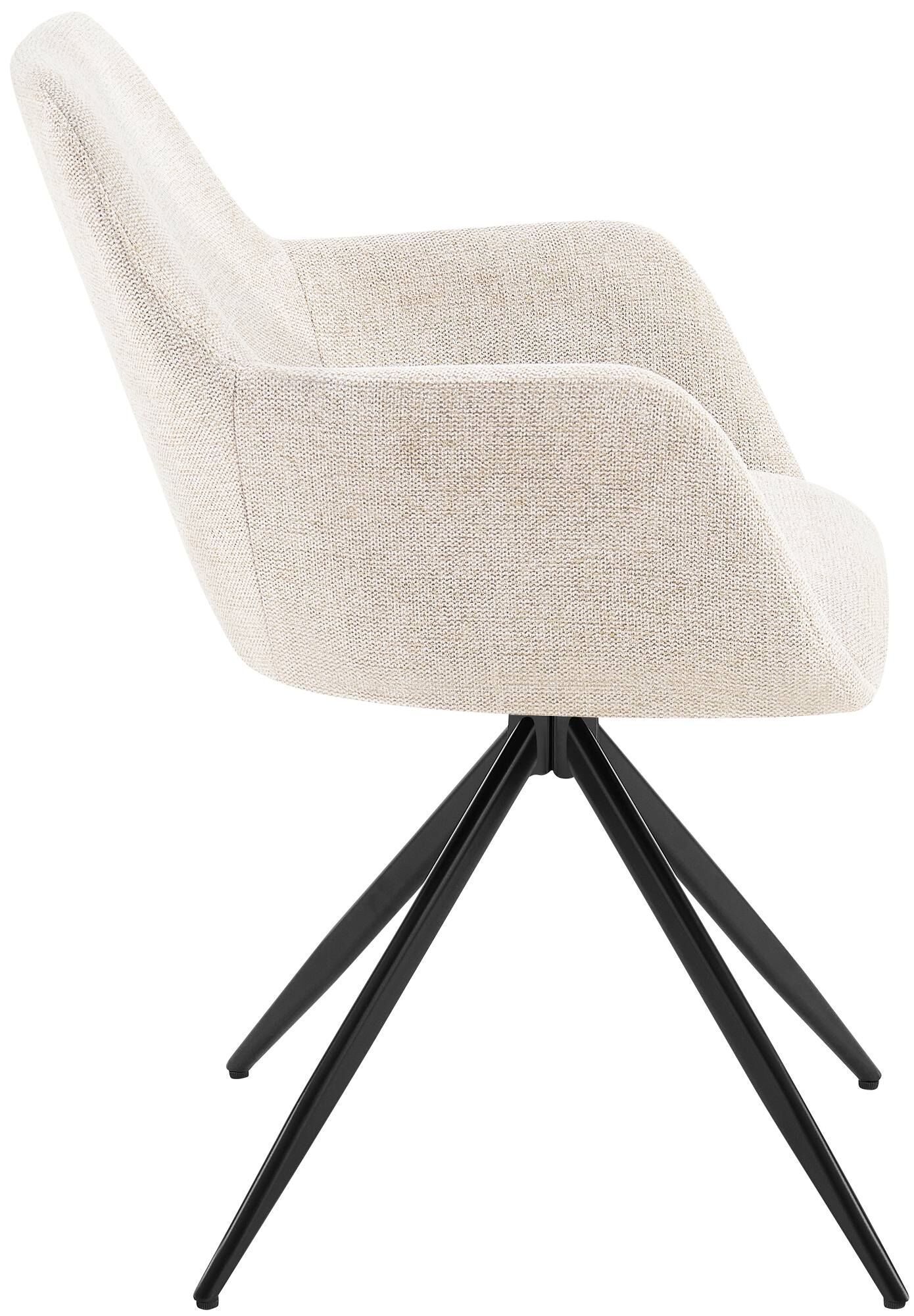 2er Set Esszimmerstuhl Olema Stoff, creme