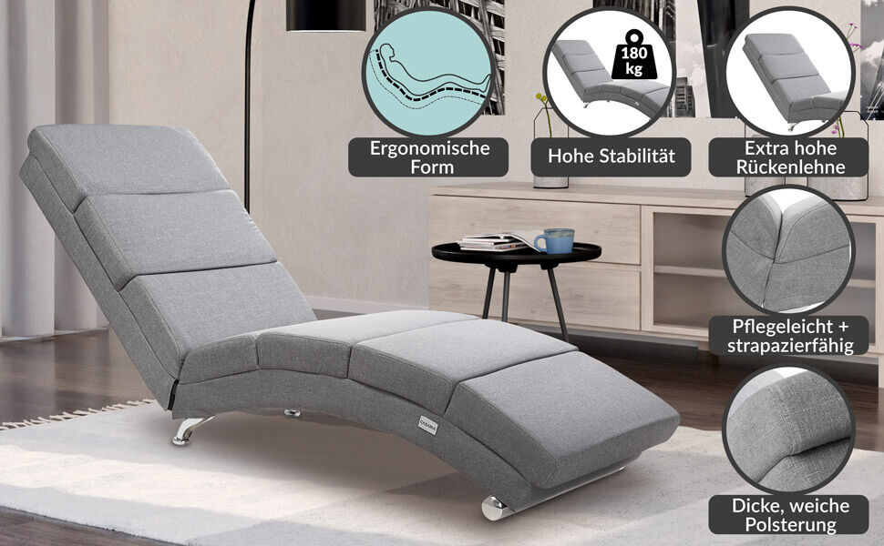 Relaxliege London Grau Webstoff