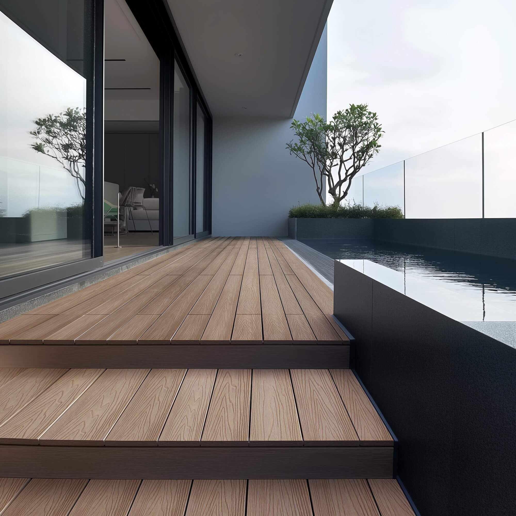 WPC Terrassendielen SAMANA PREMIUM Komplettset (inkl. Unterkonstruktion) - Teak 40m²