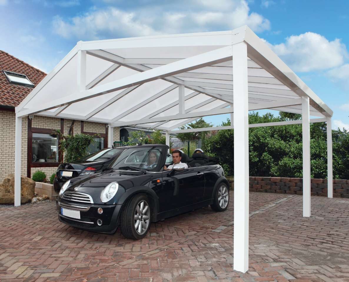 60216 Aluminium Doppelcarport mit Satteldach, 600, klar