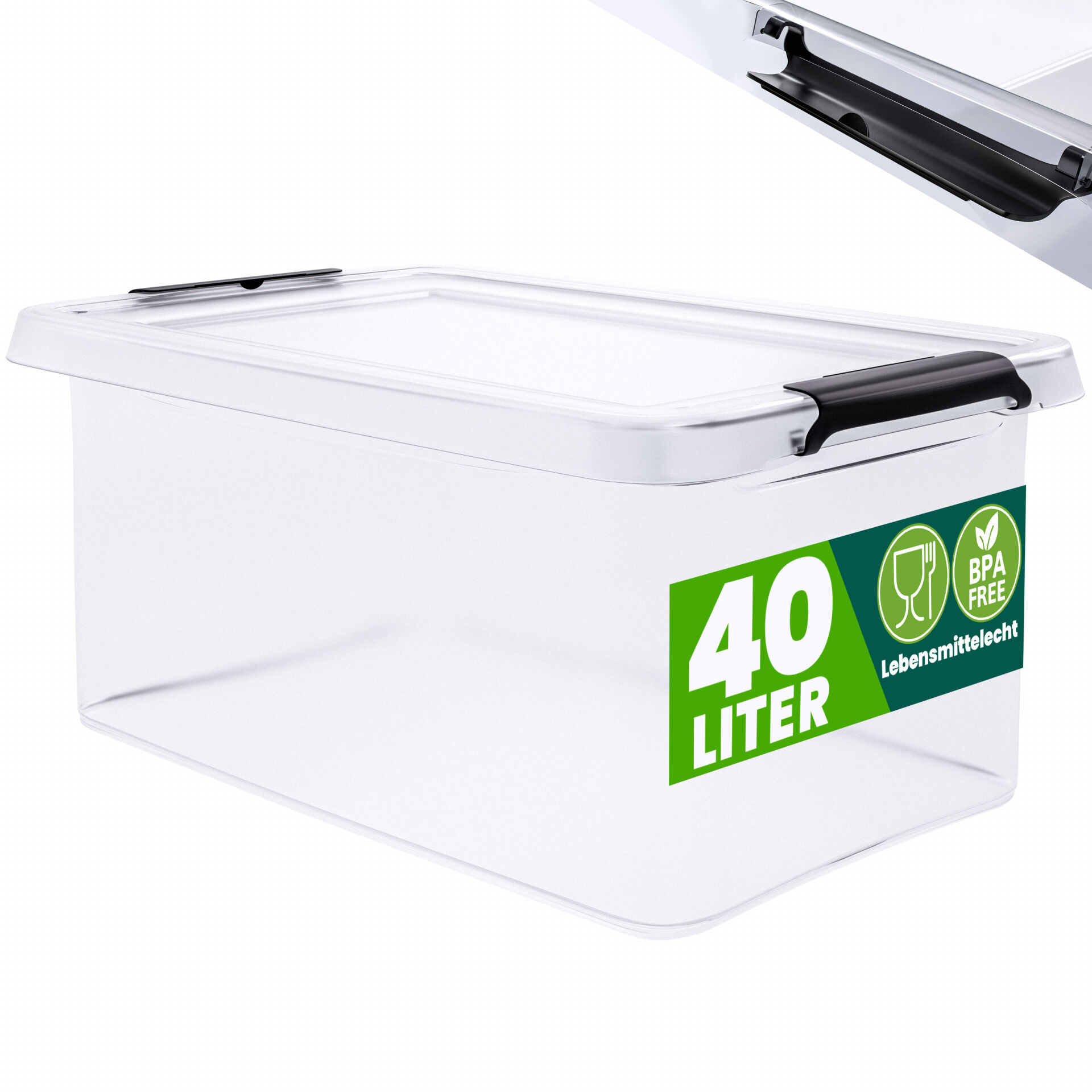 Aufbewahrungsbox 58x39x26cm 40L transparent stapelbar BPA-frei