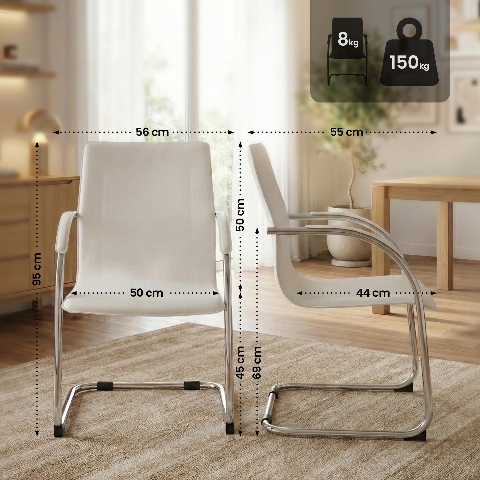 Besucherstuhl Noeleen, weiß