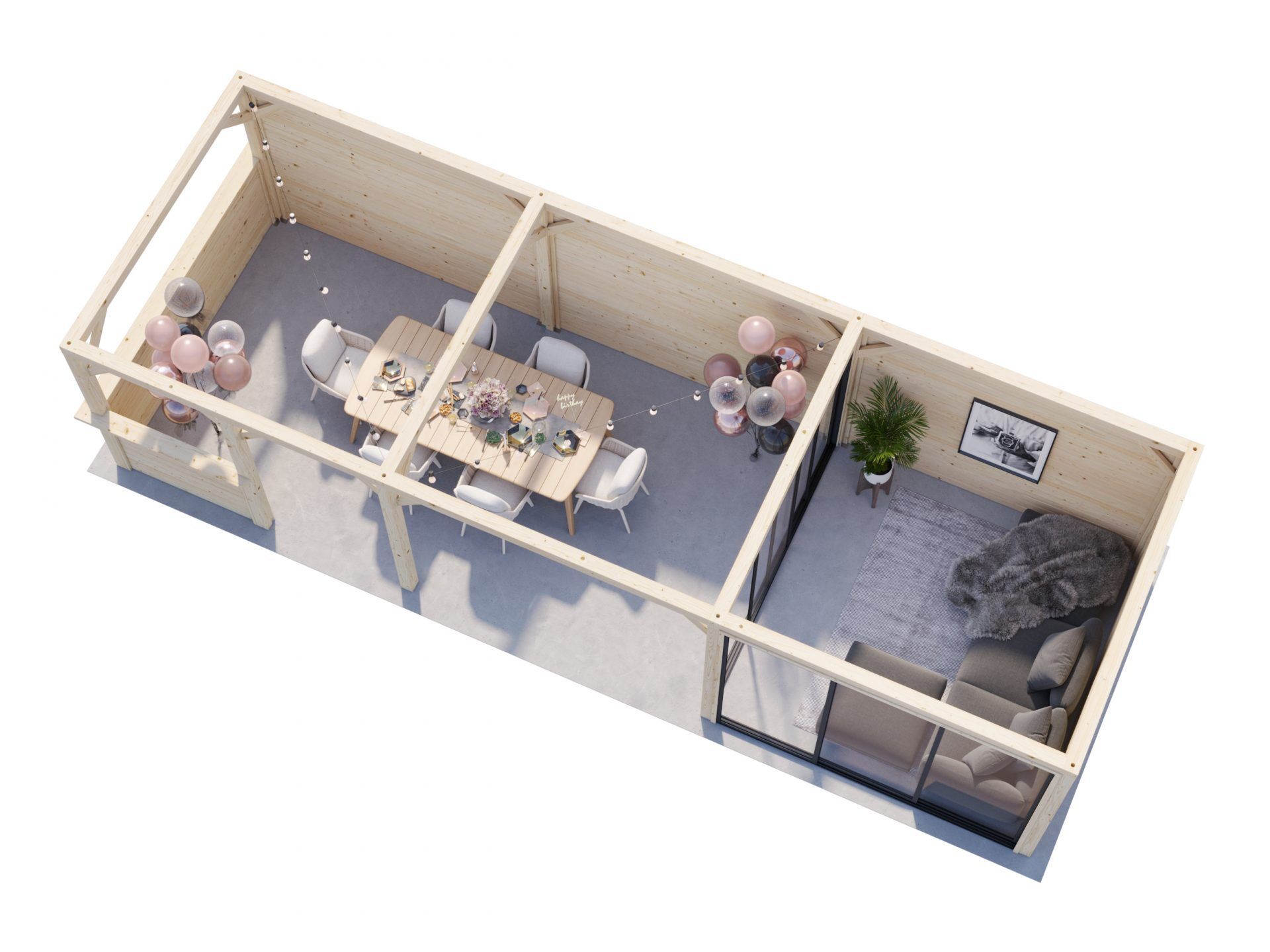 Palmako modernes Gartenhaus Lenna 24,9 m² Set 715 Slide Plus