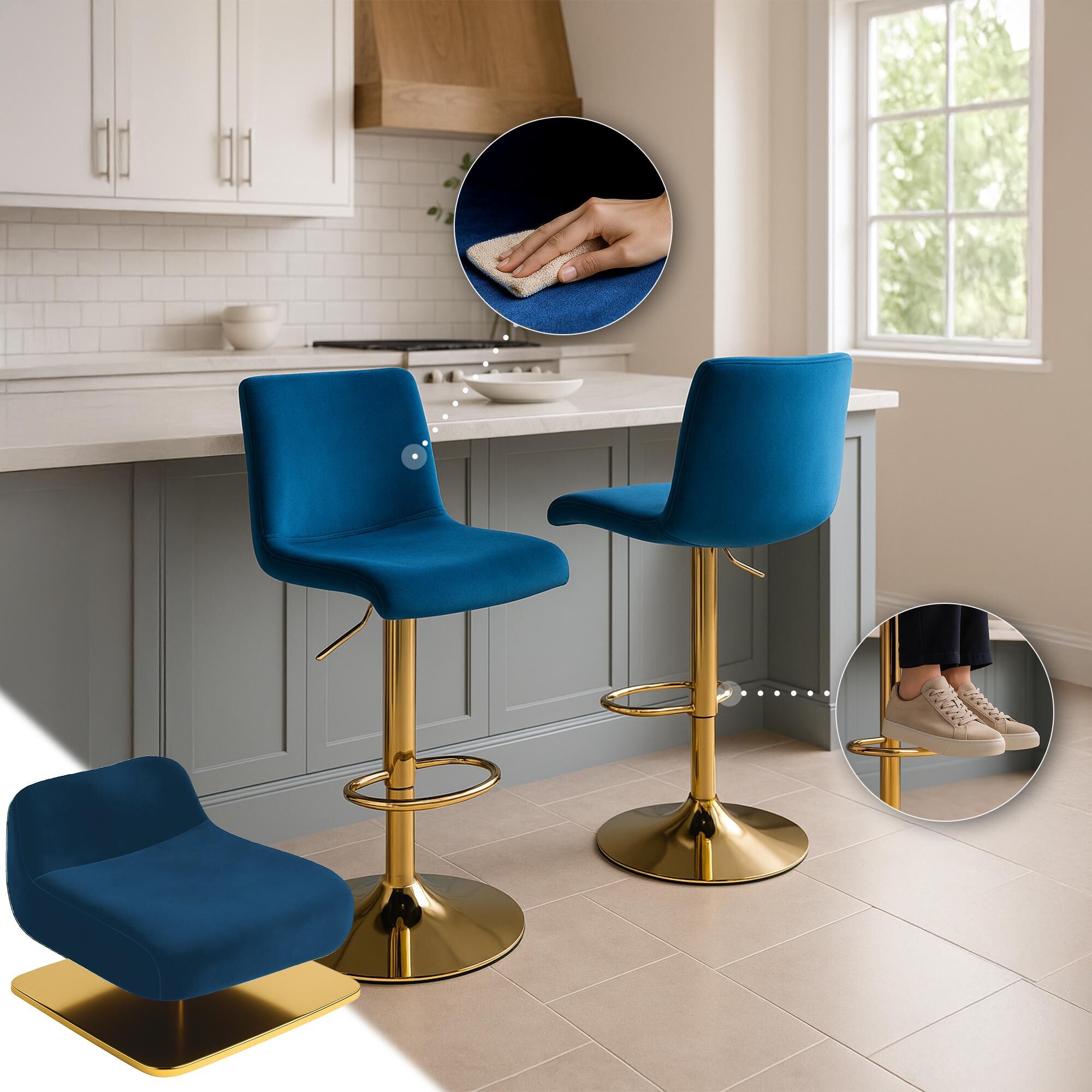 Barhocker Hoover Samt G, blau