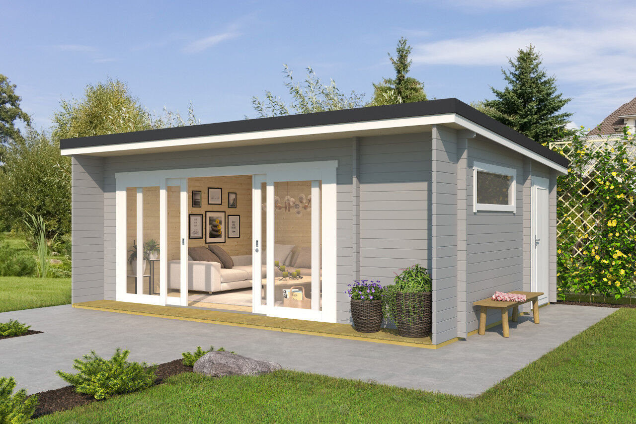 Flachdach Gartenhaus Lasita Maja Java