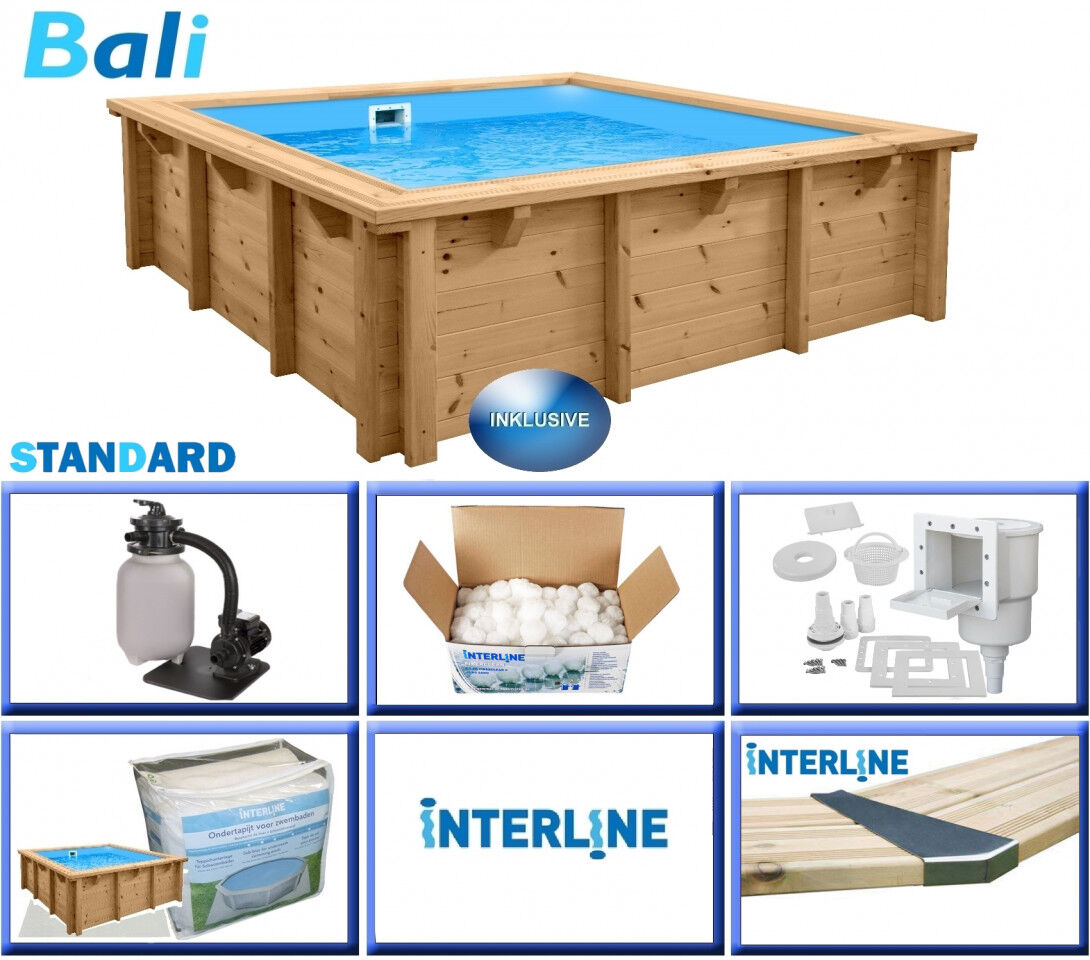 Interline Holzpool Bali 210x210x78 cm, Basic Set