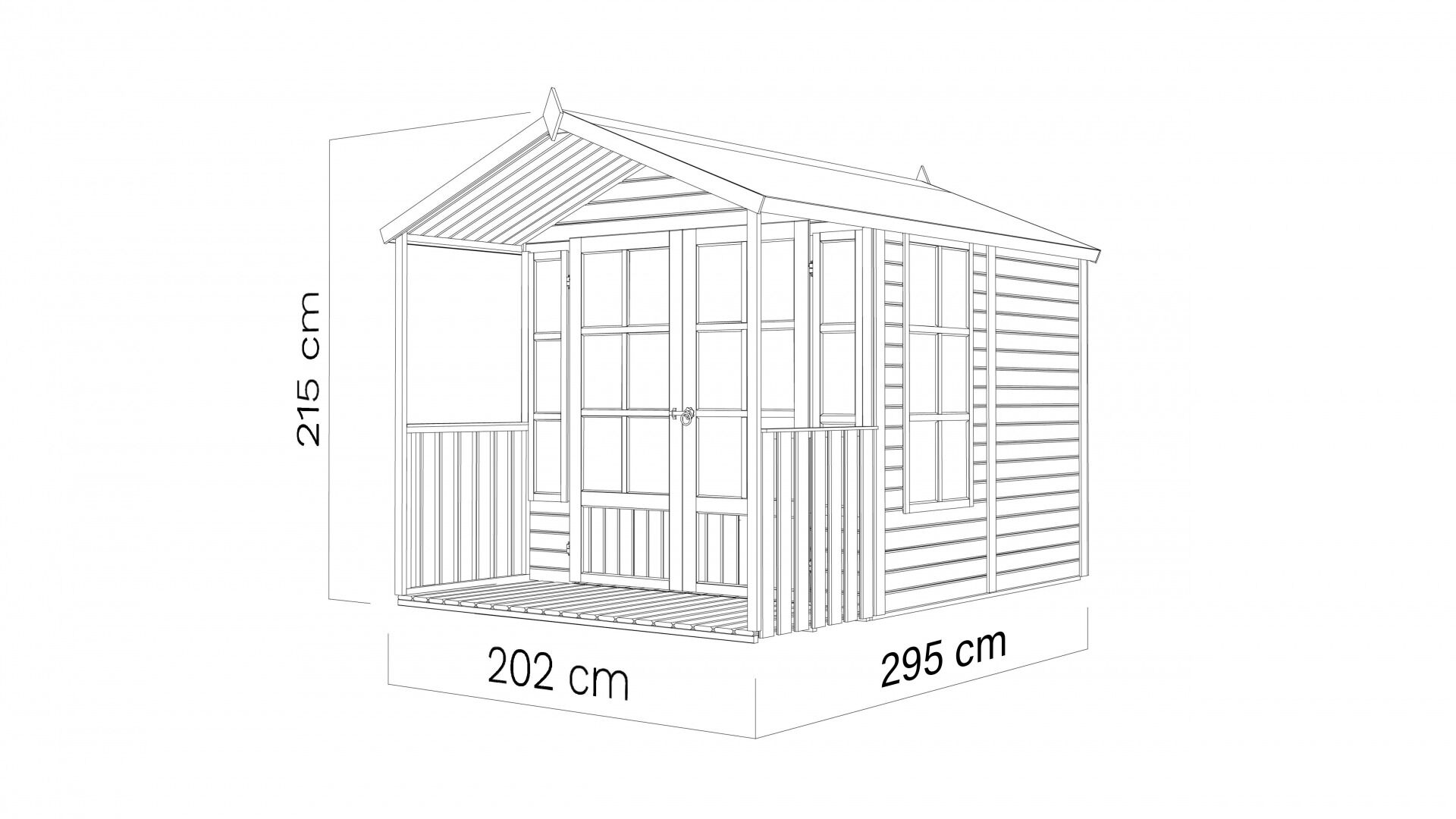 Gartenhaus ARLEY naturbelassen 202 x 294 cm