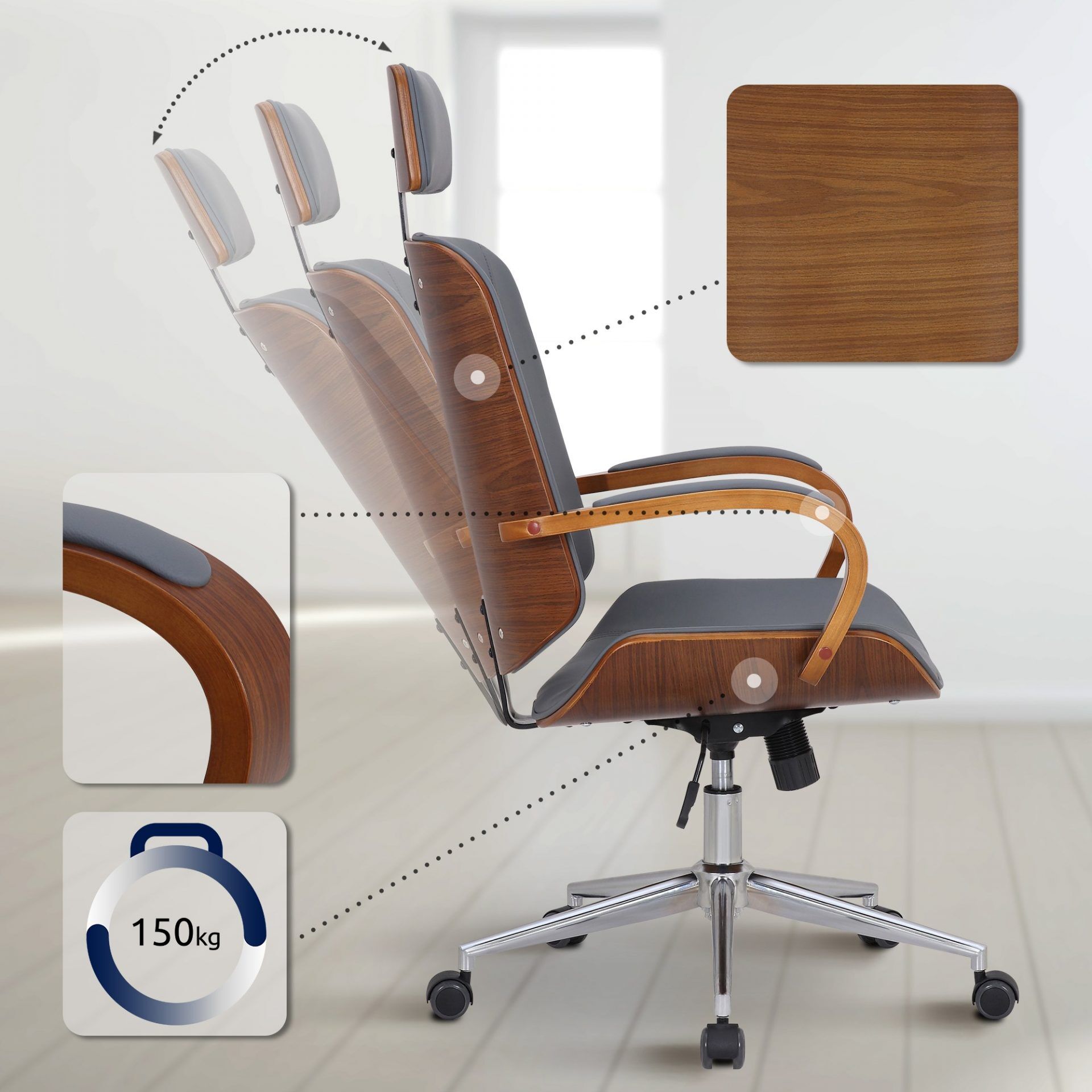 Bürostuhl Dayton, walnuss/grau